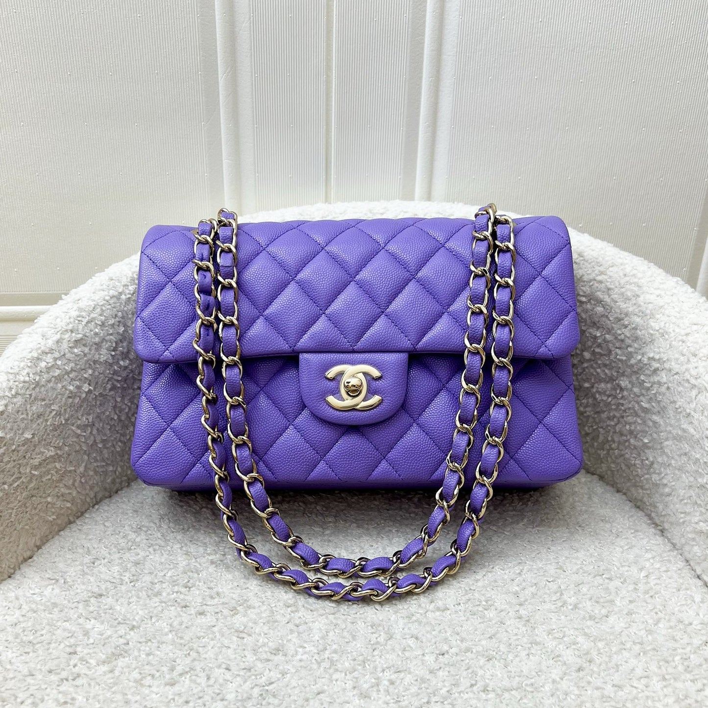 Chanel Classic Flap Small Cf In 20S Purple Caviar Lghw Bag