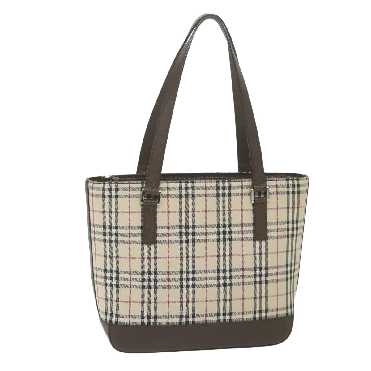 Burberry Luxury Nova Check Tote Bag Auth Nylon Beige Beige Auth 59816
