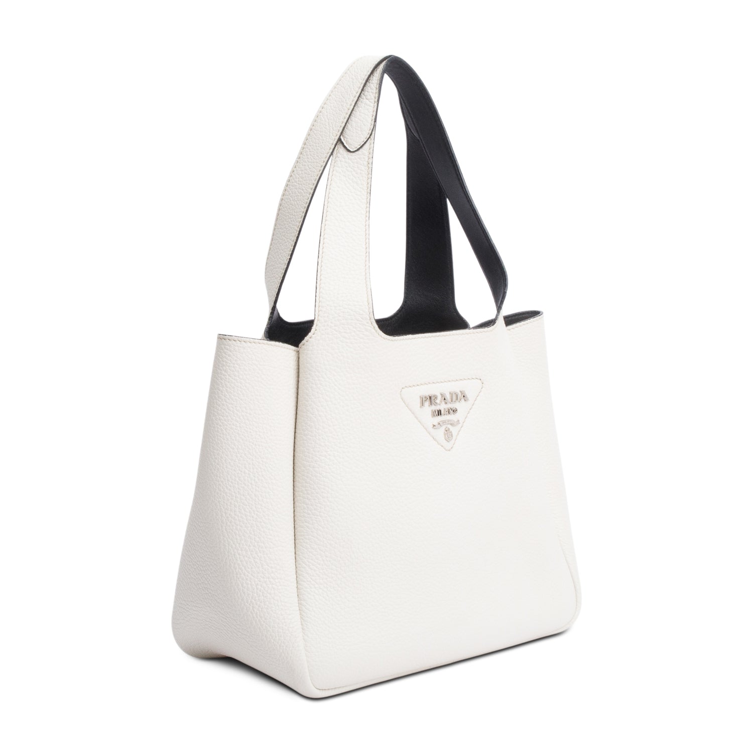 Prada Vitello Daino Dynamique Tote Handbag Leather White Tote Bag