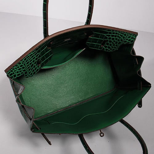 Hermes Luxury Birkin Cm Crocodile Bag With Strap Leather Green Travel Bag