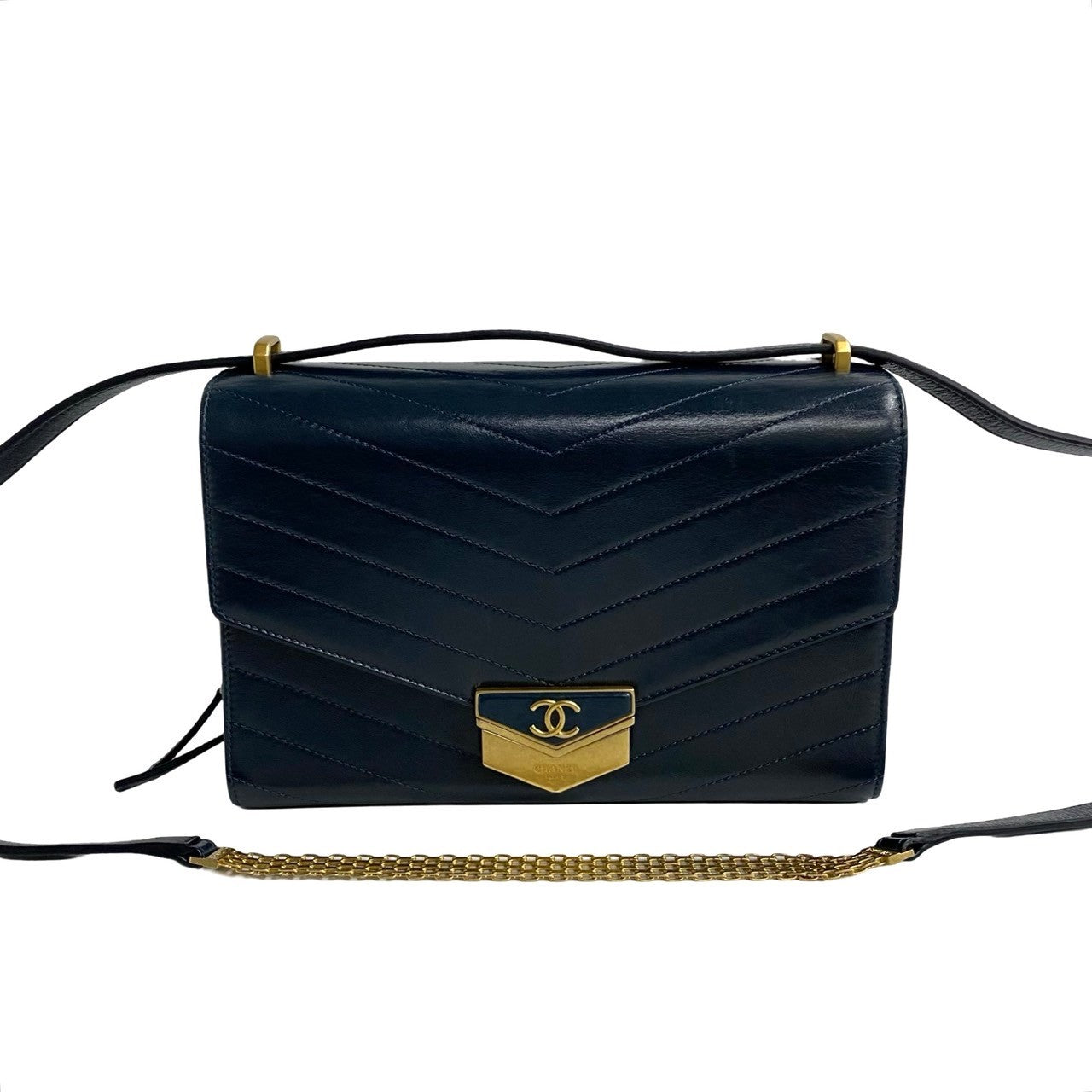 Chanel Navy Leather Shoulder Bag