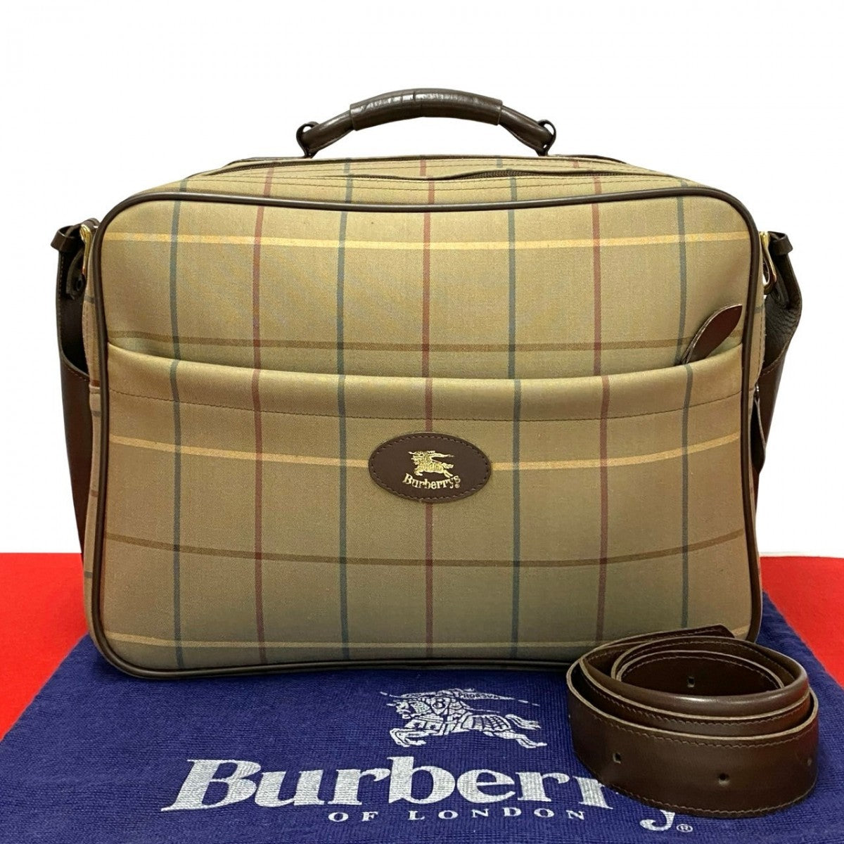 Burberry Shoulder Bag Shadow Horse Mens Leather Canvas Brown