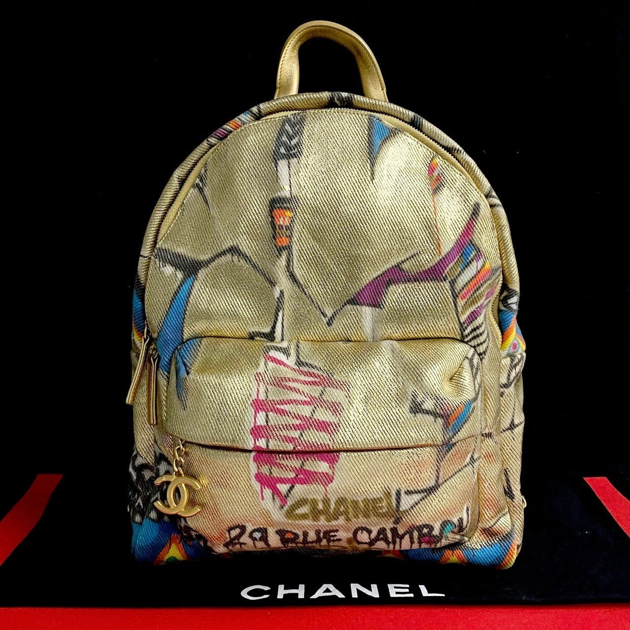 Chanel Backpack PVC coated Gold Canvas Coated Canvas Apparel