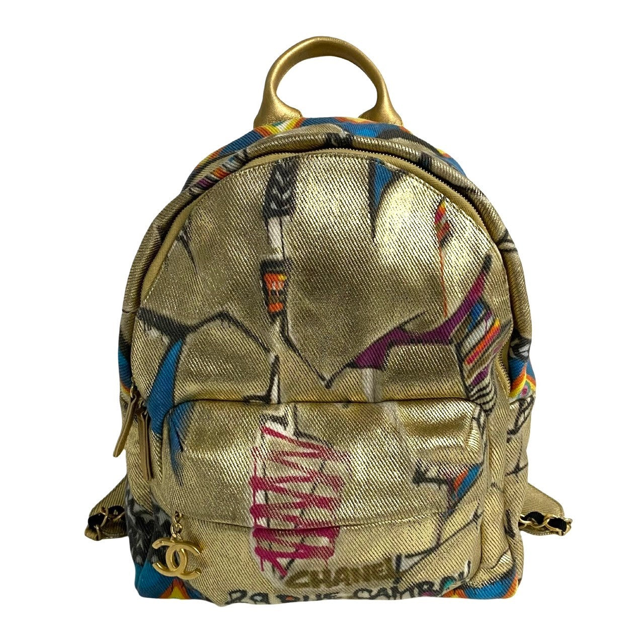 Chanel Backpack PVC coated Gold Canvas Coated Canvas Apparel