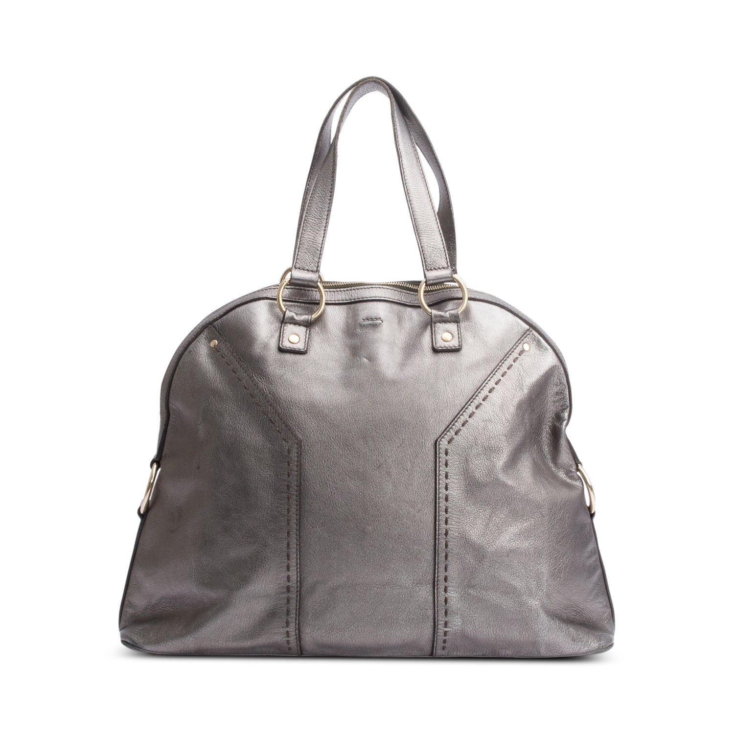 YSL Saint Laurent Grey Grained Bag Leather Large Travel Bag