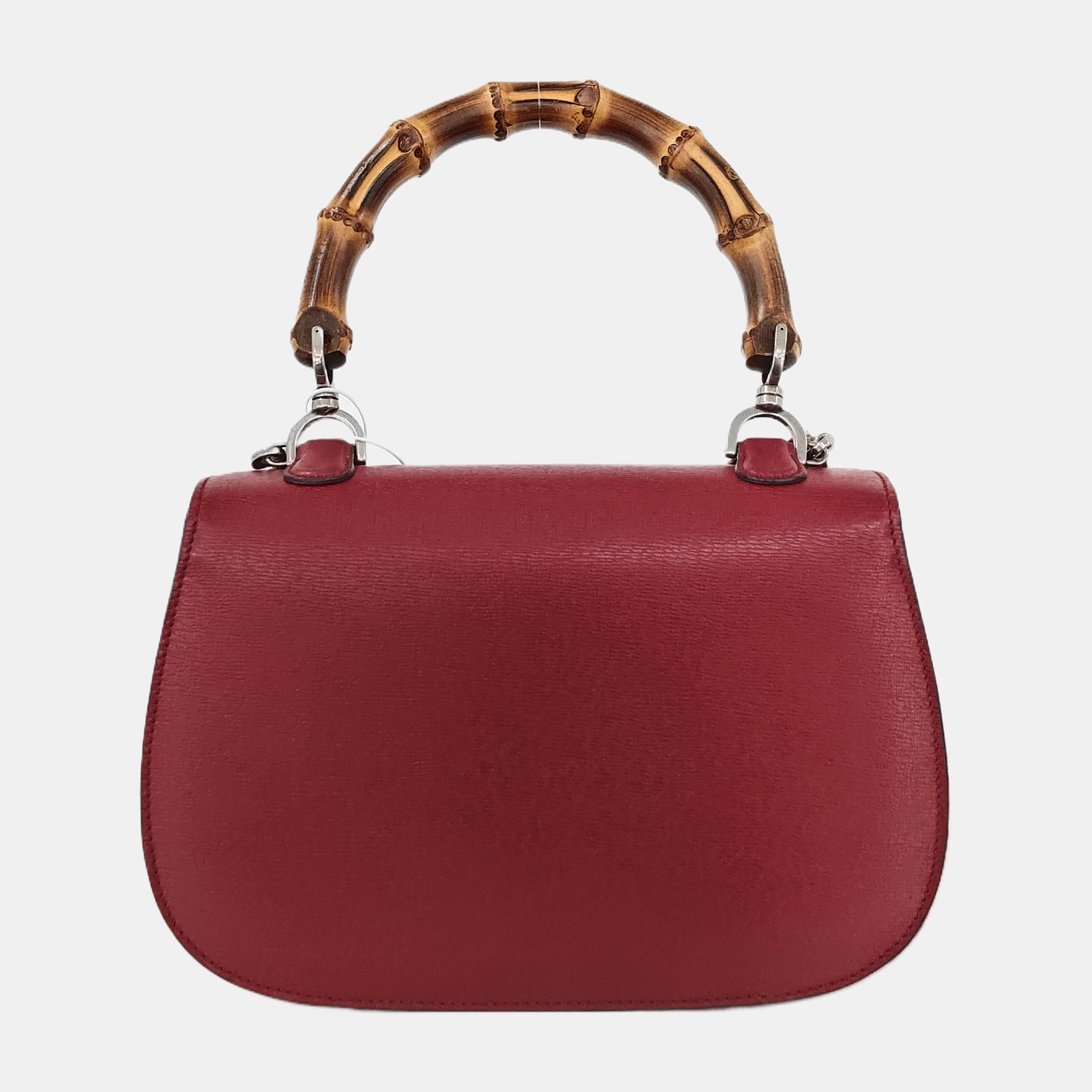 Gucci Bamboo Burgundy Strap Leather Red Medium Top Handle Travel Bag