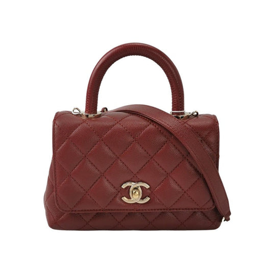 Chanel Coco Handle Burgundy Caviar Leather Crossbody Bag