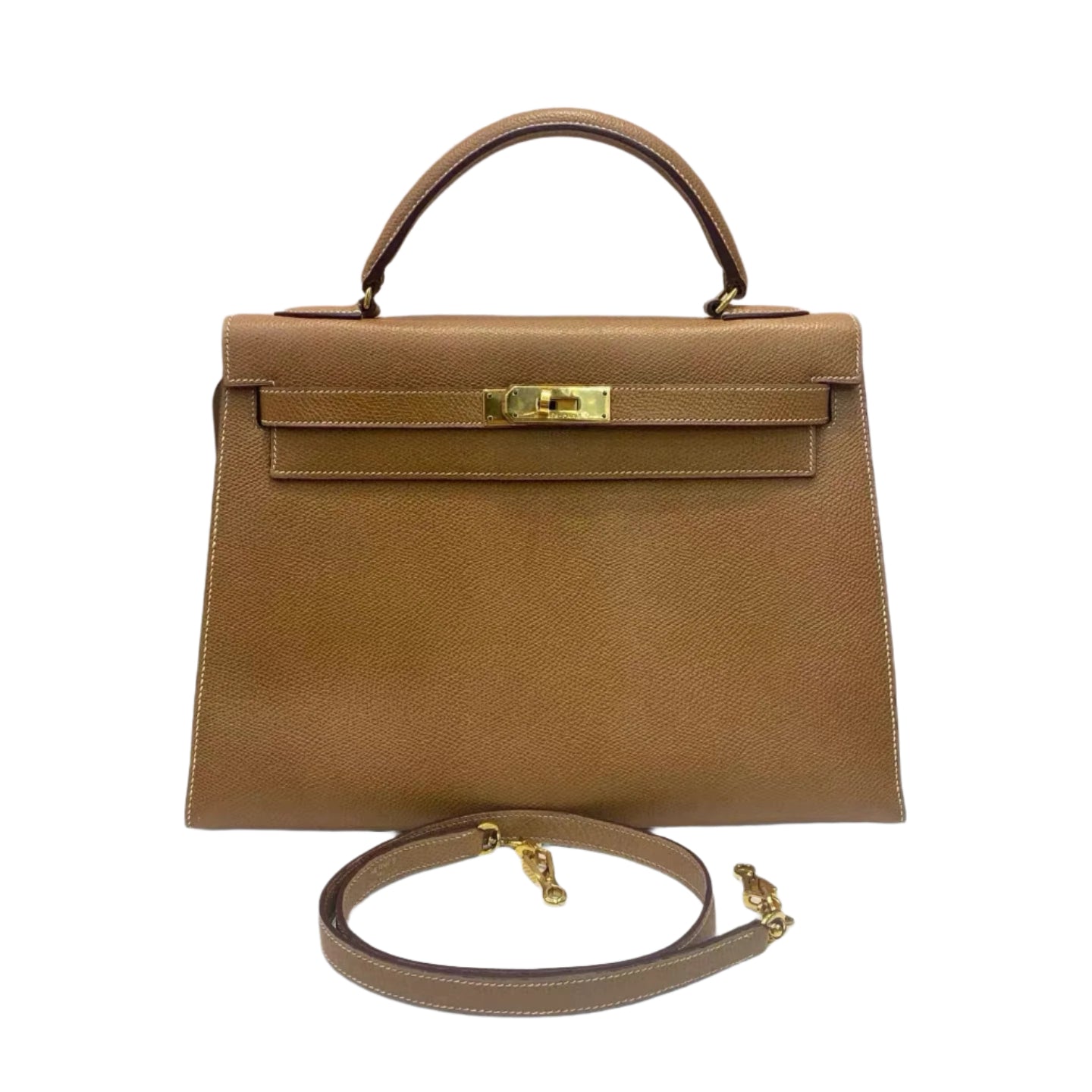 Hermes Kelly Sellier Epsom Hardware With Strap Handbag Leather Gold Travel Bag