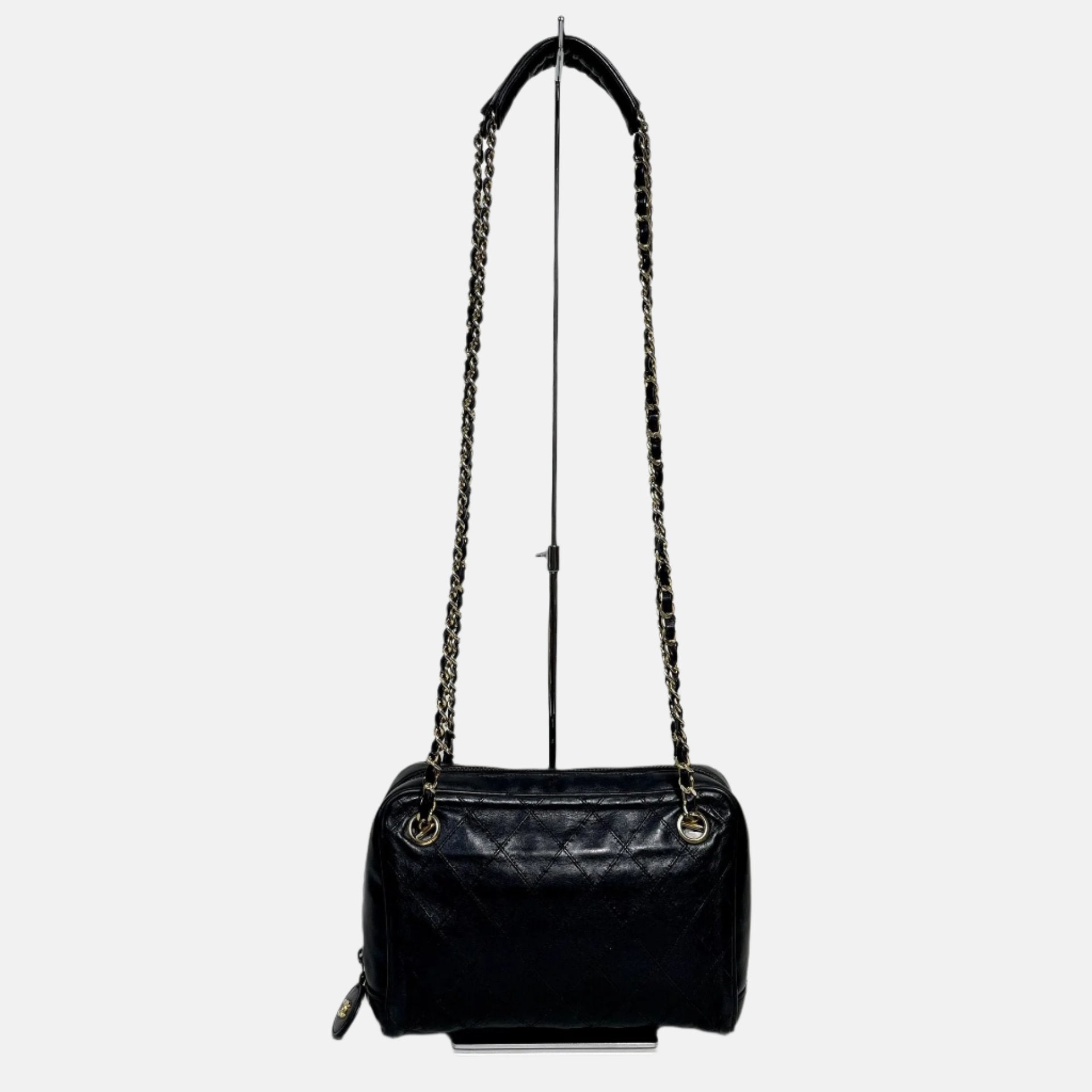 Chanel Mademoiselle Camera Double Black Gold Crossbody Bag