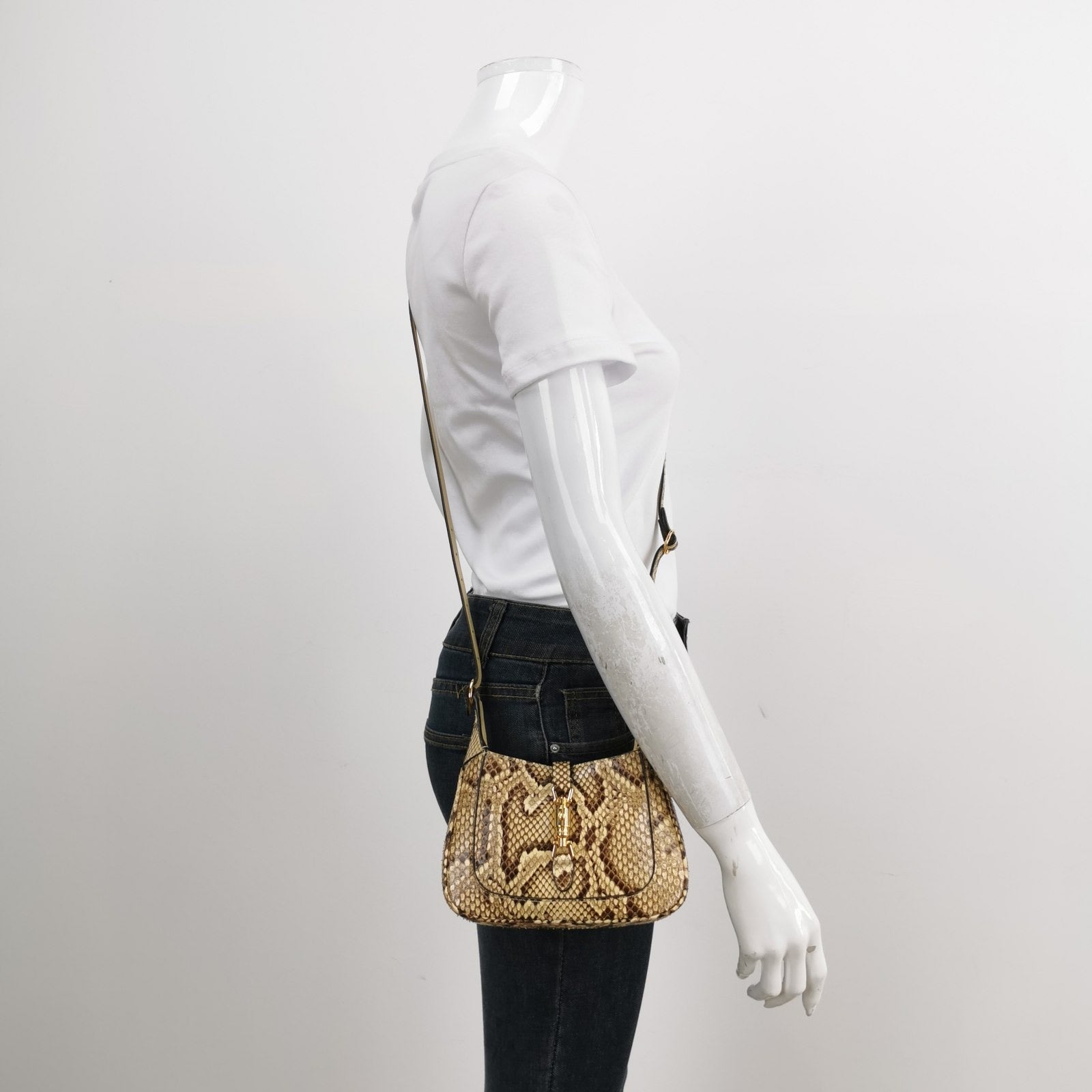 Gucci Jackie -skin Adjustable Strap Size Leather Python Multicolor Mini Travel Bag