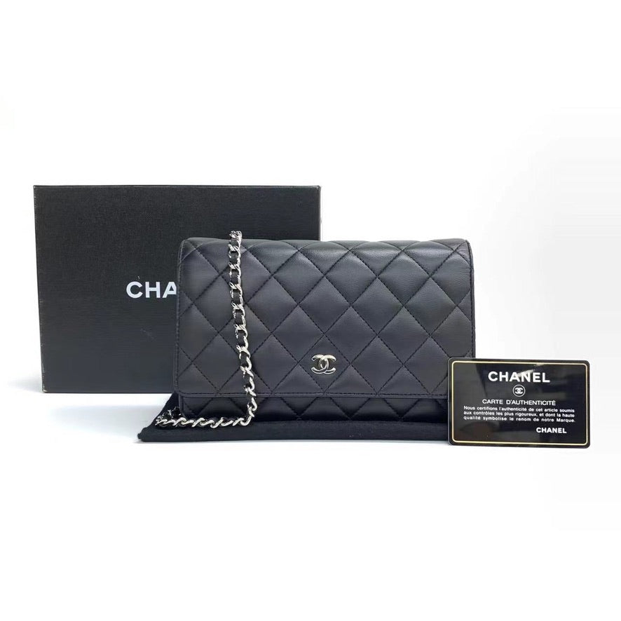 Chanel On Chains WOC Timeless Classic Black Wallet Case Black 1