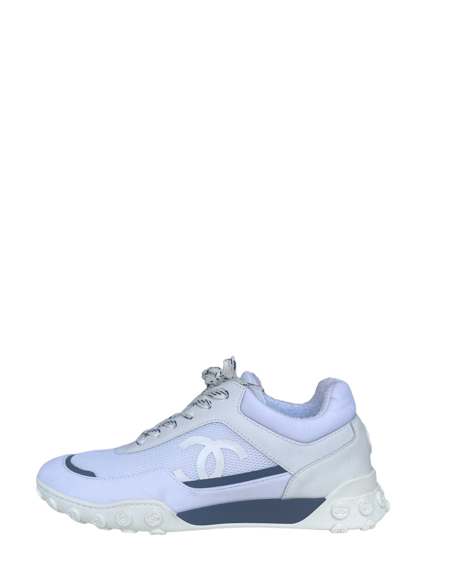 Chanel White Logo Athletic Sneakers Sz 38.5