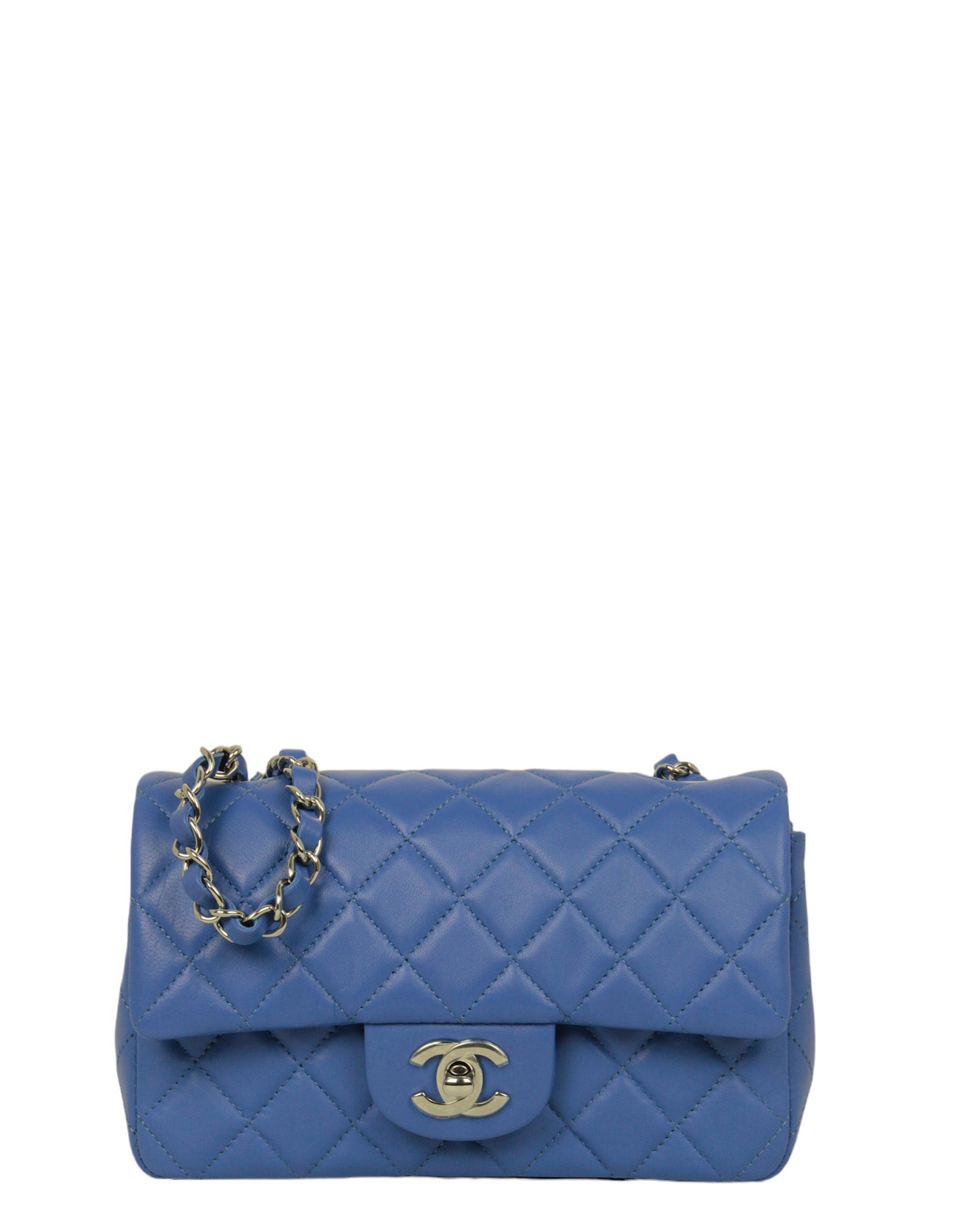 Chanel Blue Lambskin Rectangular Mini Flap Bag