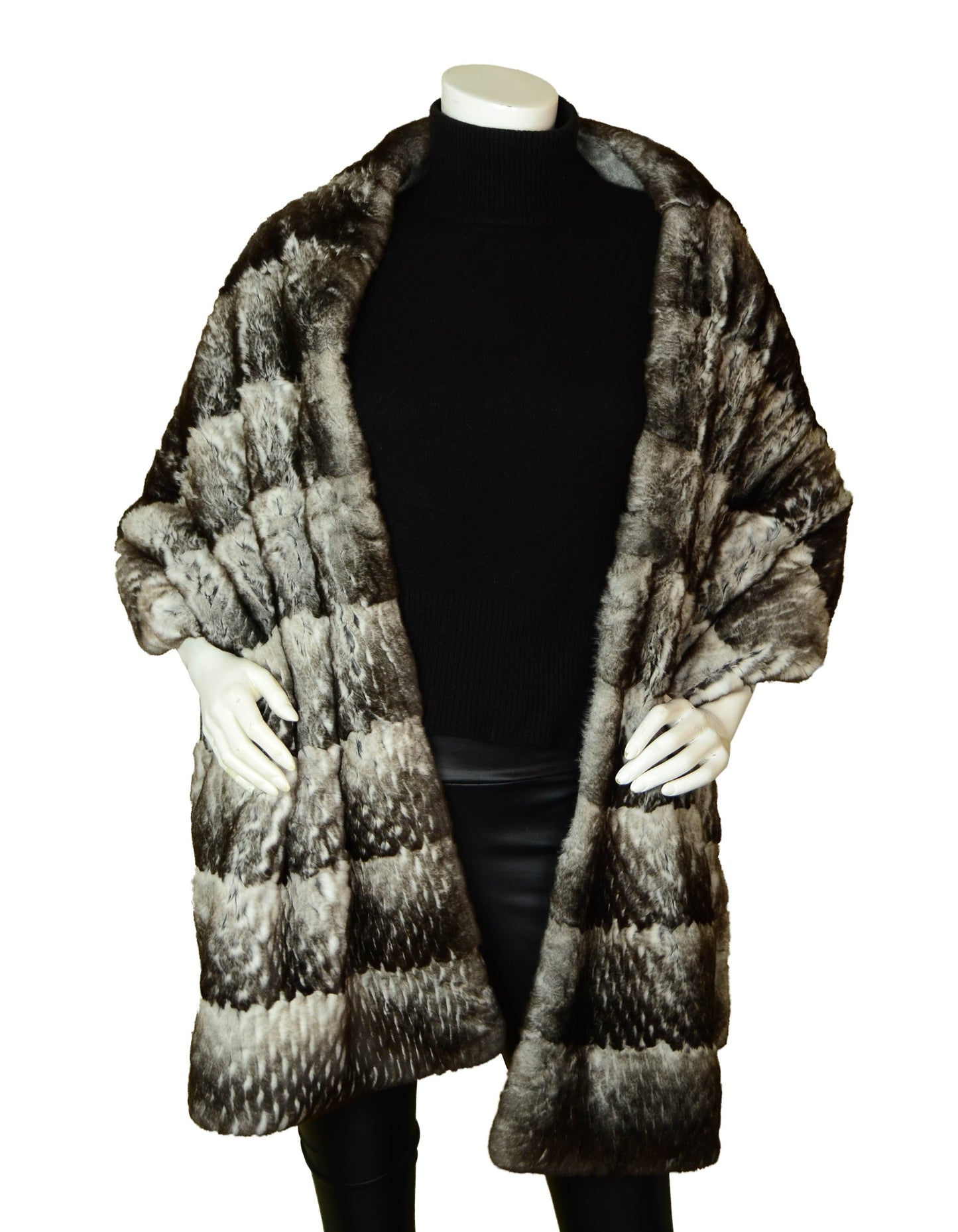 Chanel 78.5" Orylag Rabbit Fur & Cashmere Stole/throw Handbag