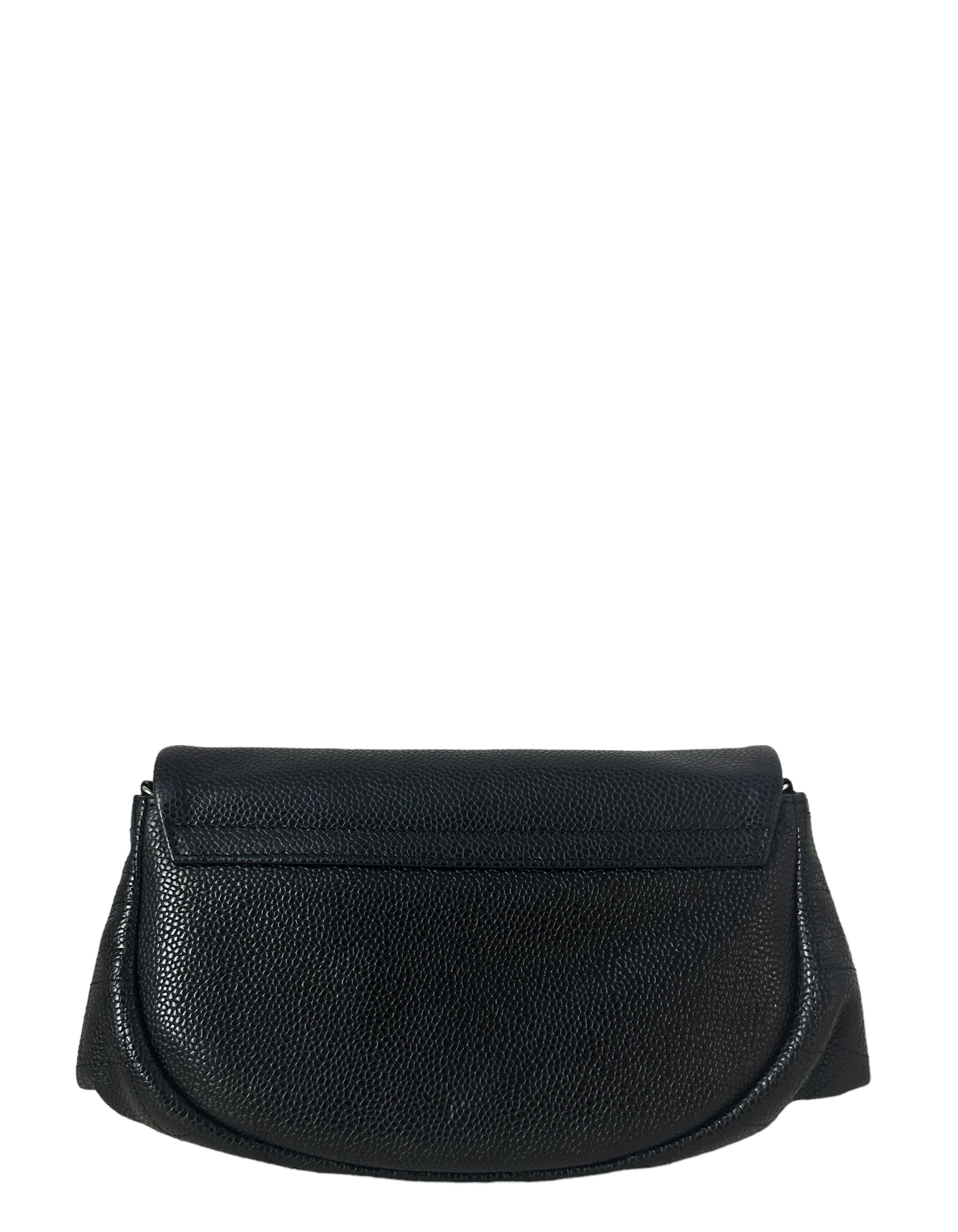 Chanel Black Caviar Leather Half Moon Wallet on Chain WOC Women