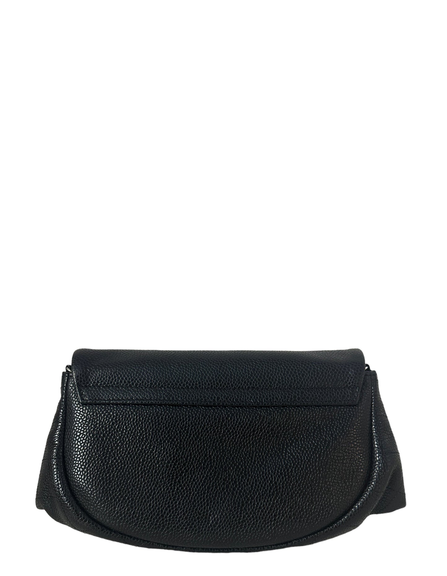 Chanel Black Caviar Leather Half Moon Wallet On Chain WOC Crossbody Bag