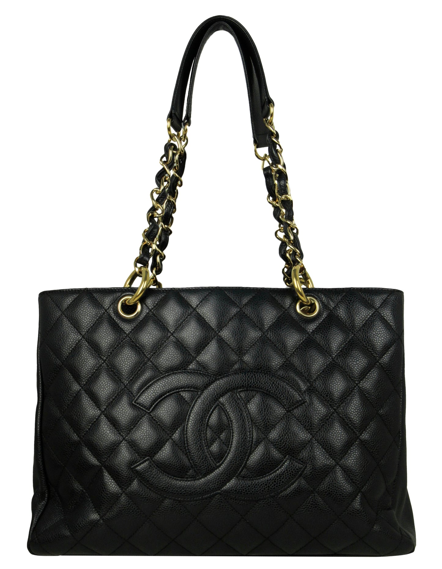 Chanel Black Caviar Leather Quilted Grand Shopper Gst Women Shoes