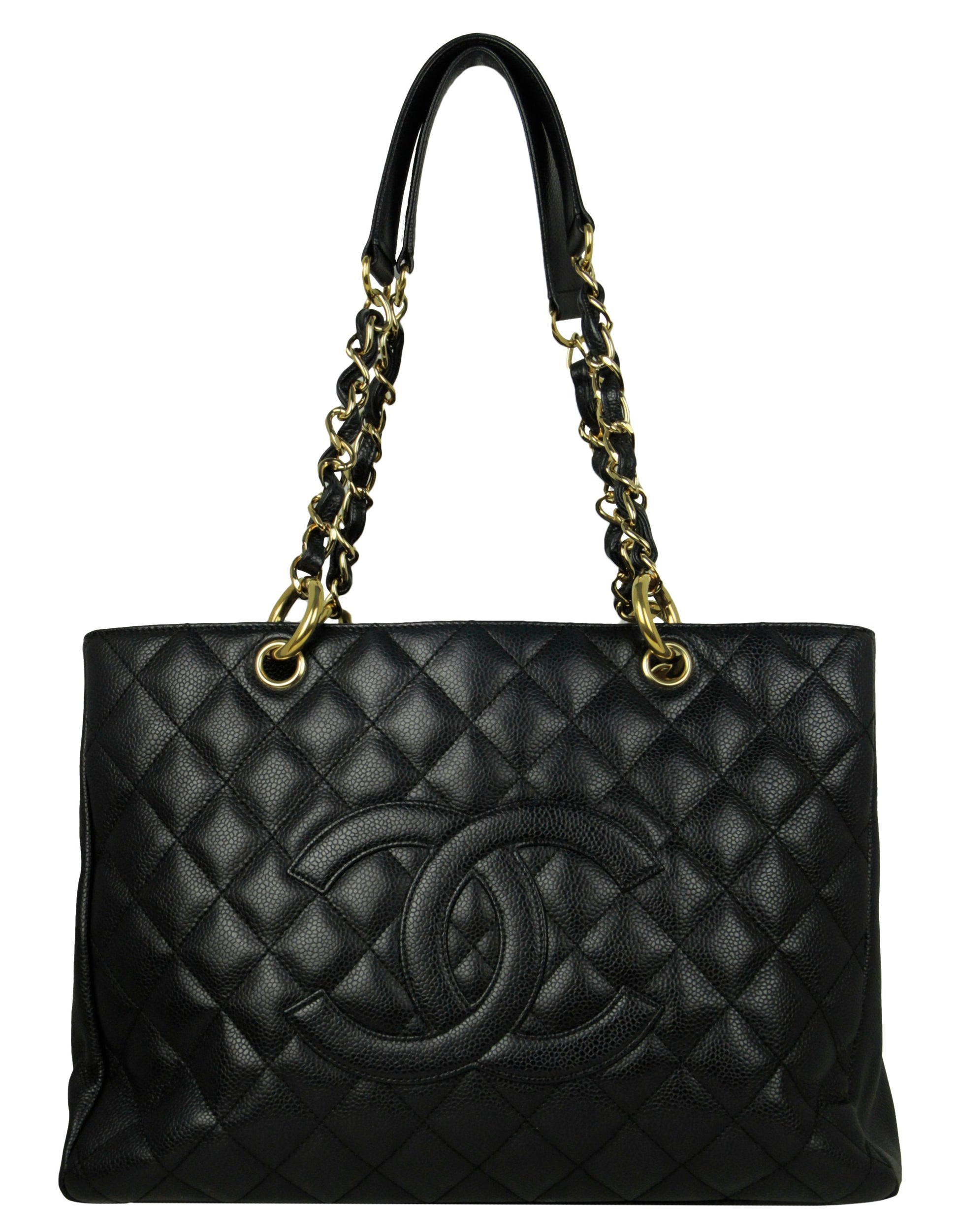 Chanel Black Caviar Leather Quilted Grand Shopper Gst Women Shoes