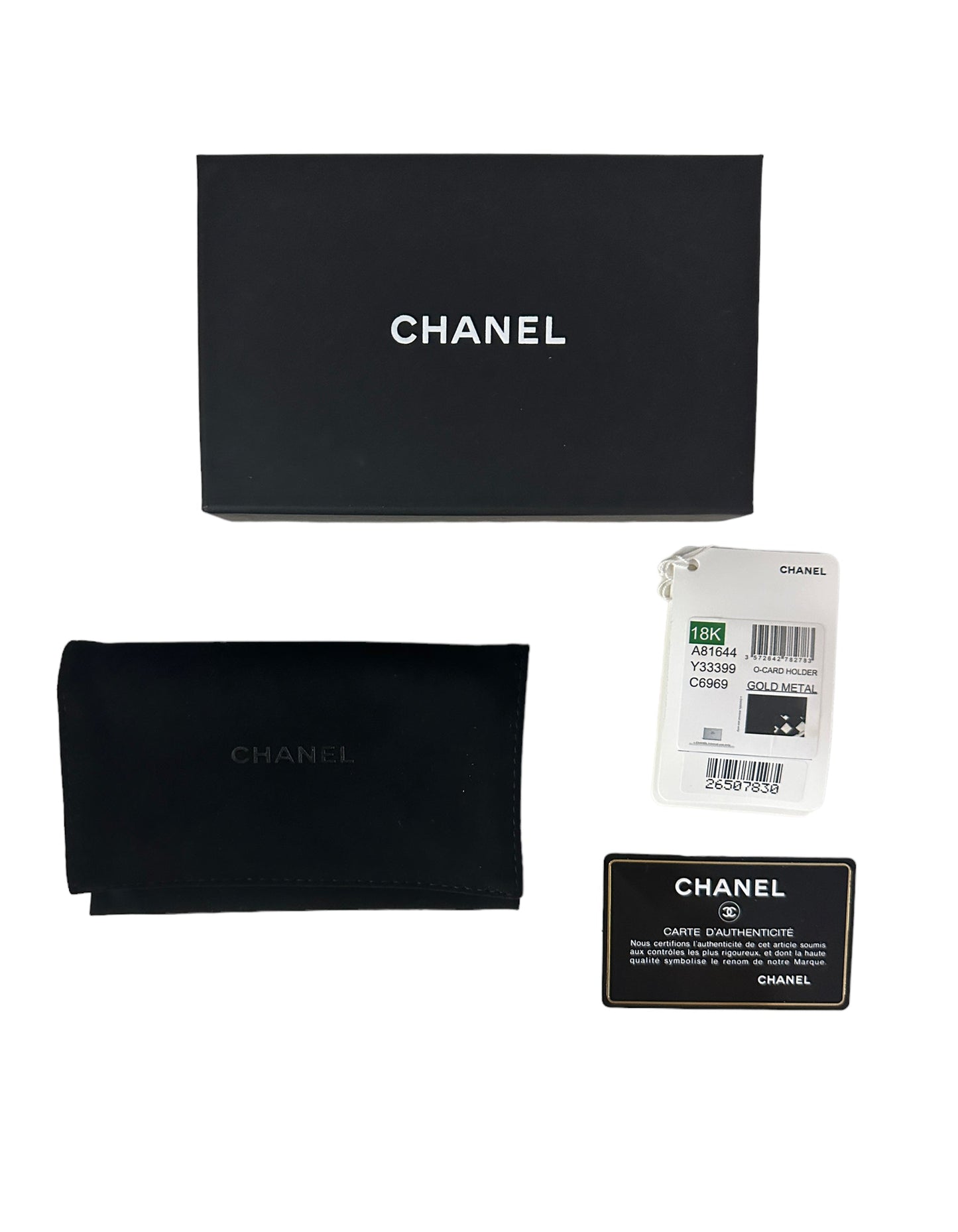 Chanel Black Goatskin CC Camellia Card Holder Handbag