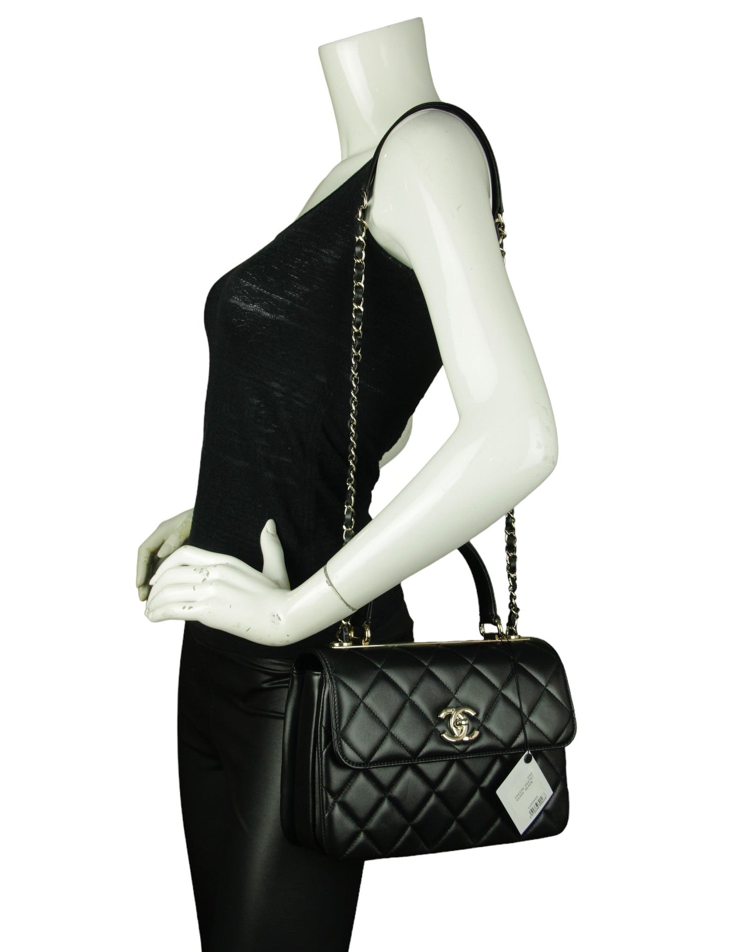 Chanel Nwt Black Lambskin Quilted Trendy Cc Bag