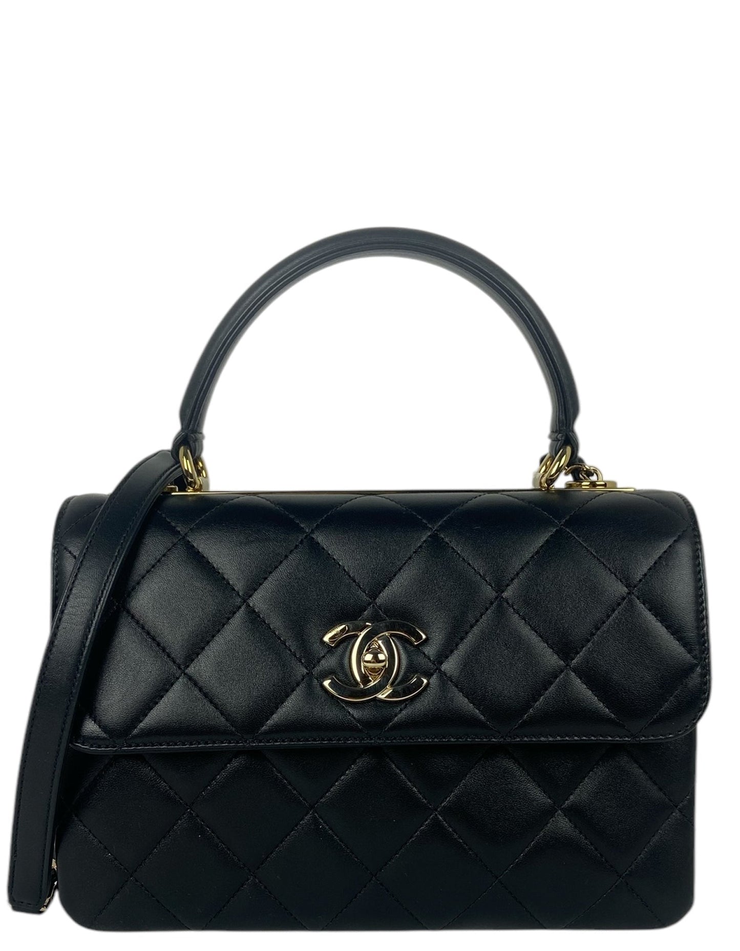 Chanel Black Lambskin Quilted Trendy Cc Bag
