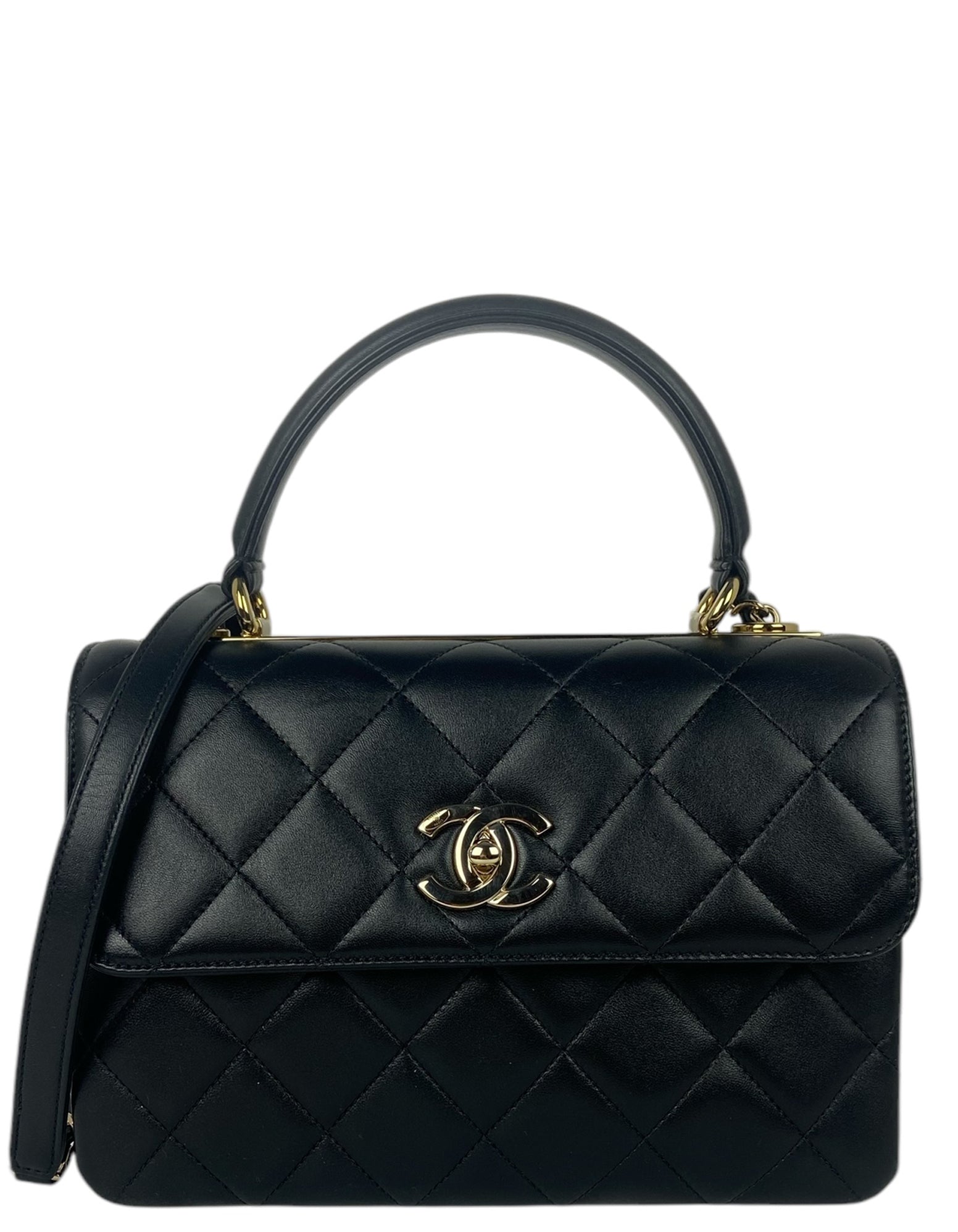 Chanel Black Lambskin Quilted Trendy Cc Bag