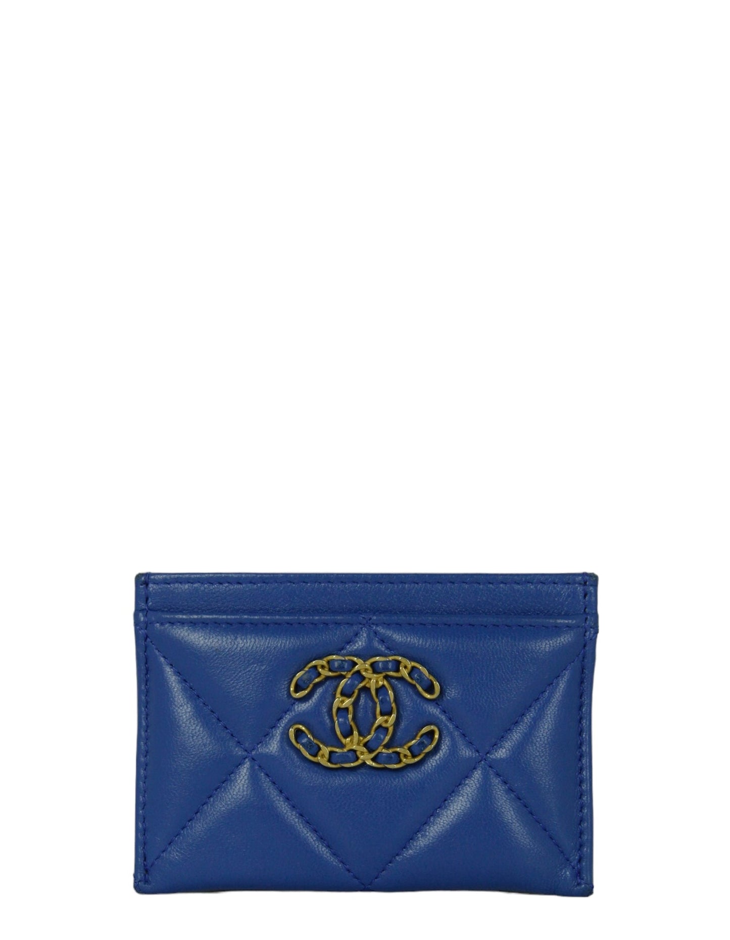 Chanel Blue Leather Quilted 19 Card Holder Handbag