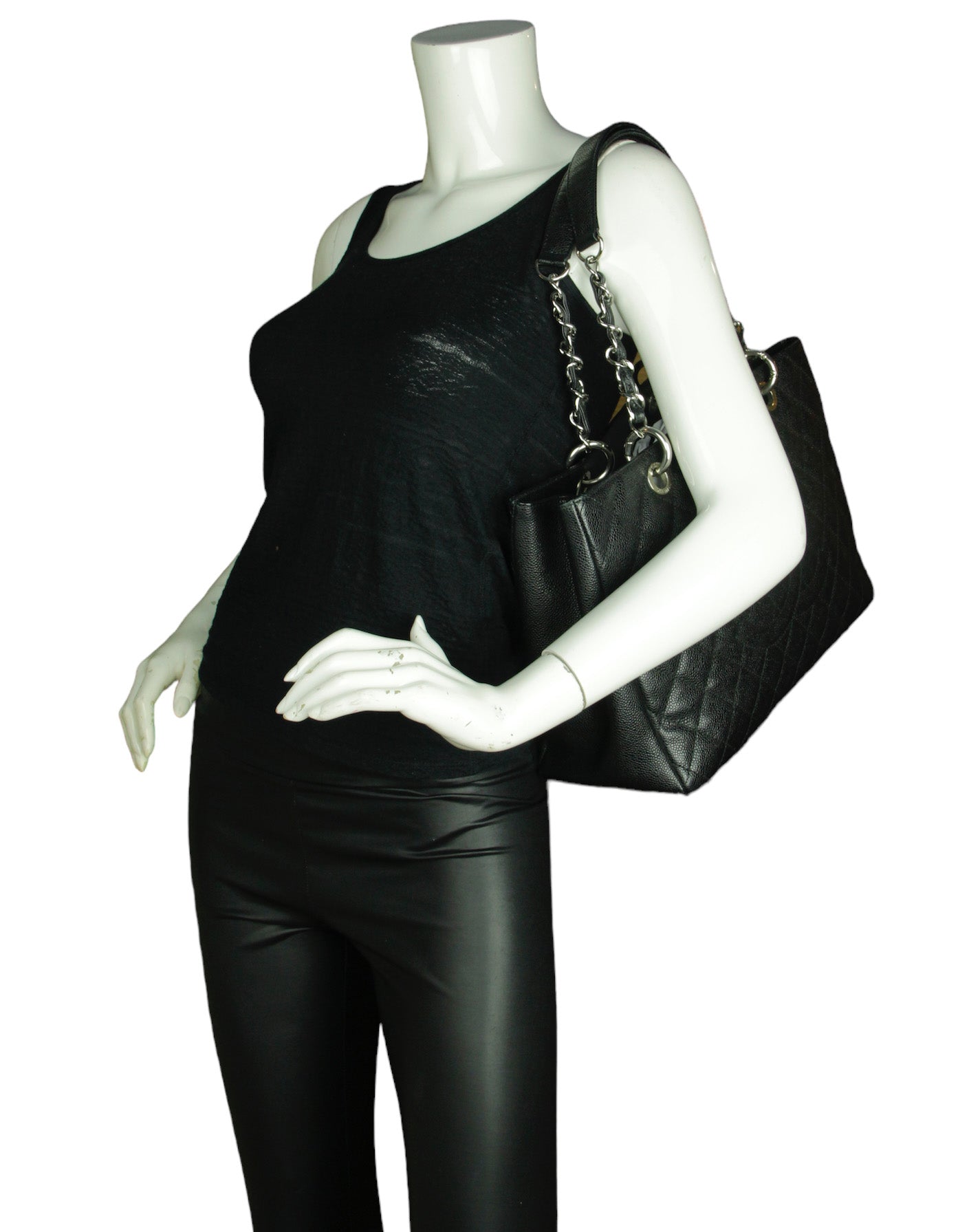 Chanel Black Caviar Quilted Gst Bag