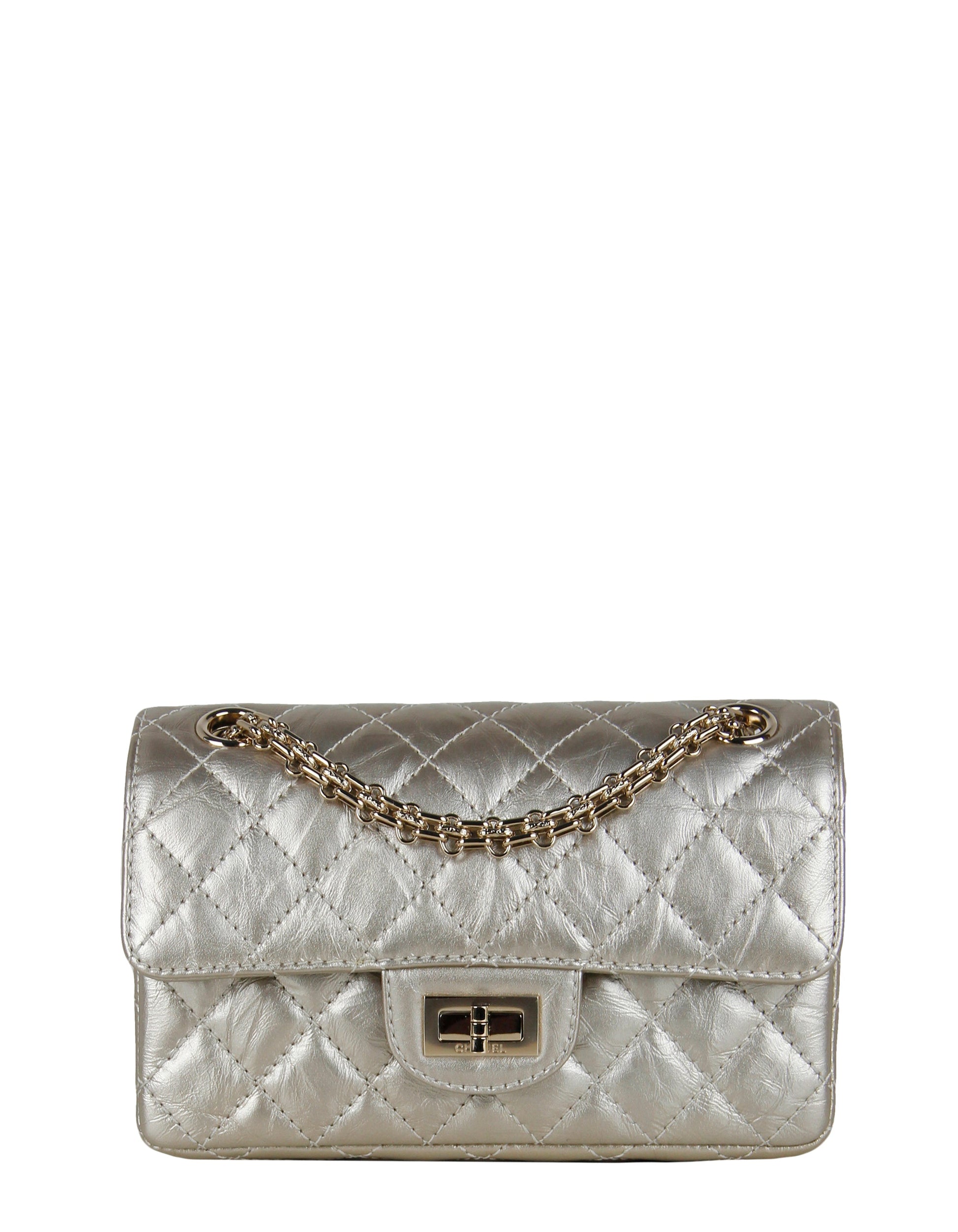 Chanel Metallic Gold Leather 2.55 Mini 224 Reissue Flap Bag