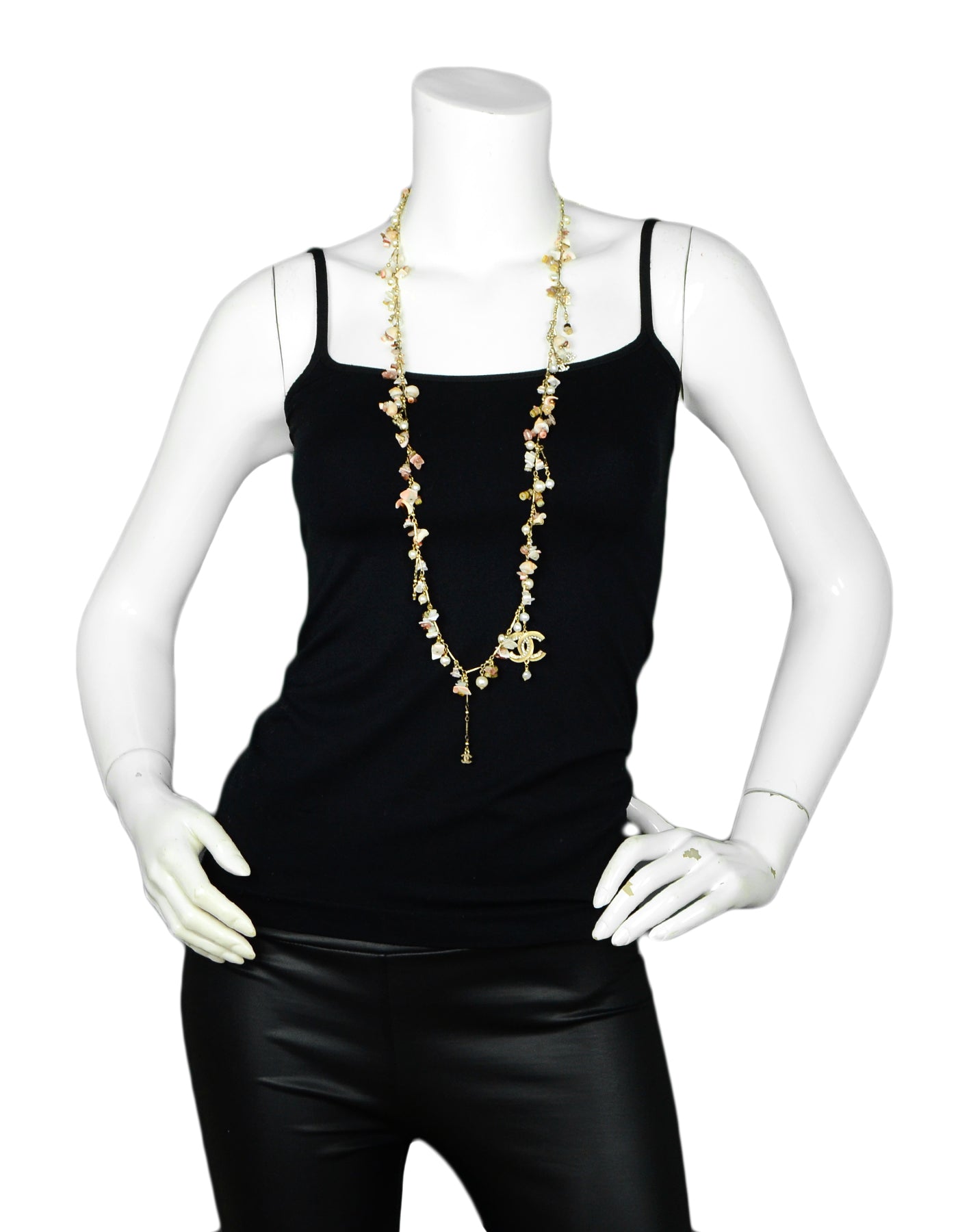 Chanel Seashell & Faux Pearl Necklace Belt