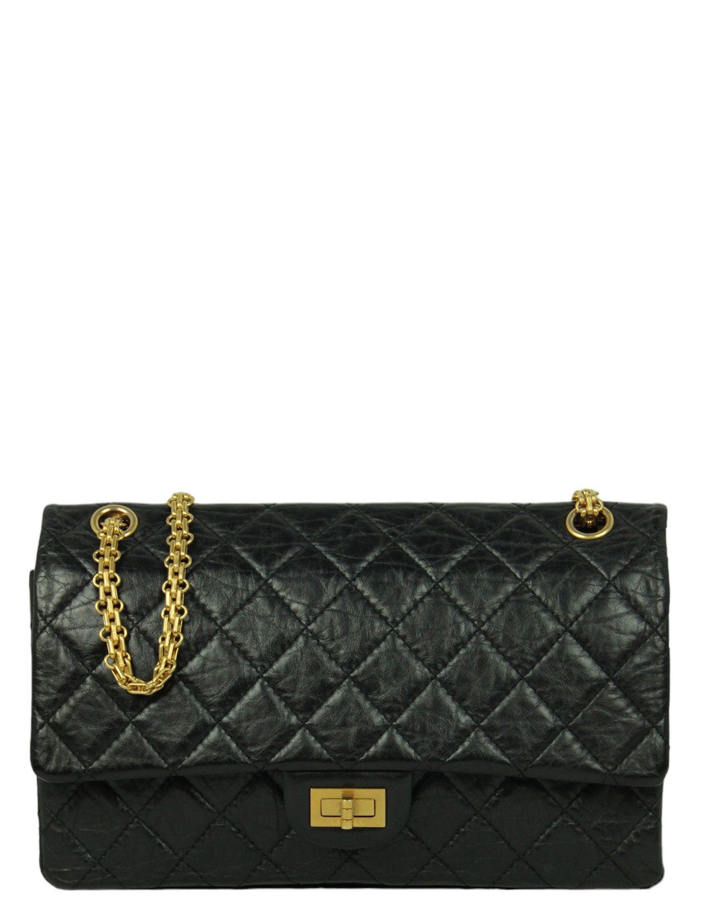 5CHANEL Black Calfskin Quilted 2.55 Reissue 226 Flap Bag 100