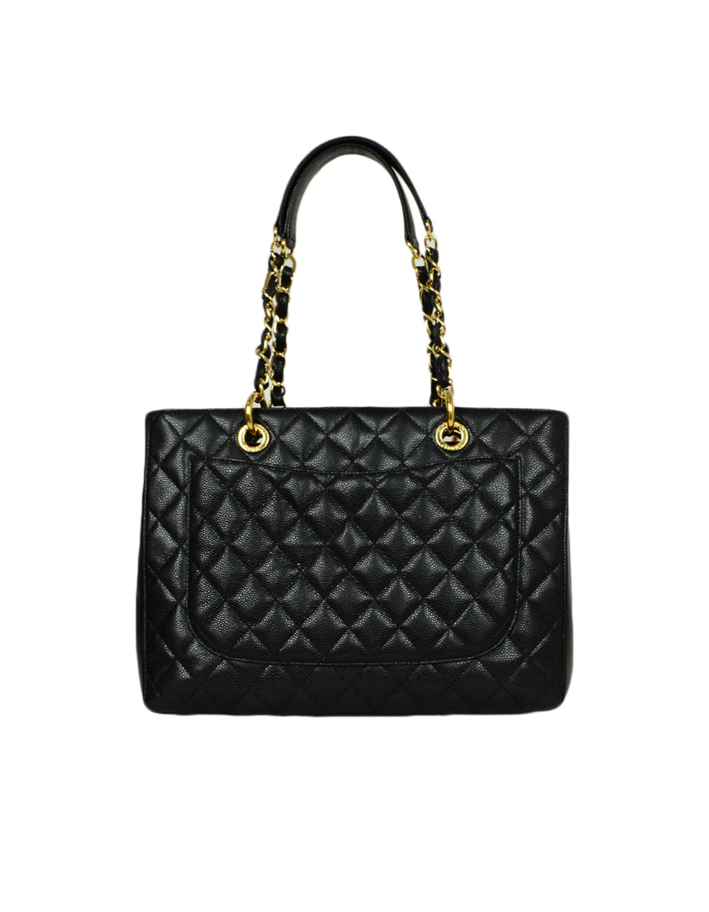 4CHANEL Black Caviar Discountinued Leather Quilted Grand Shopper Tote Bag 100