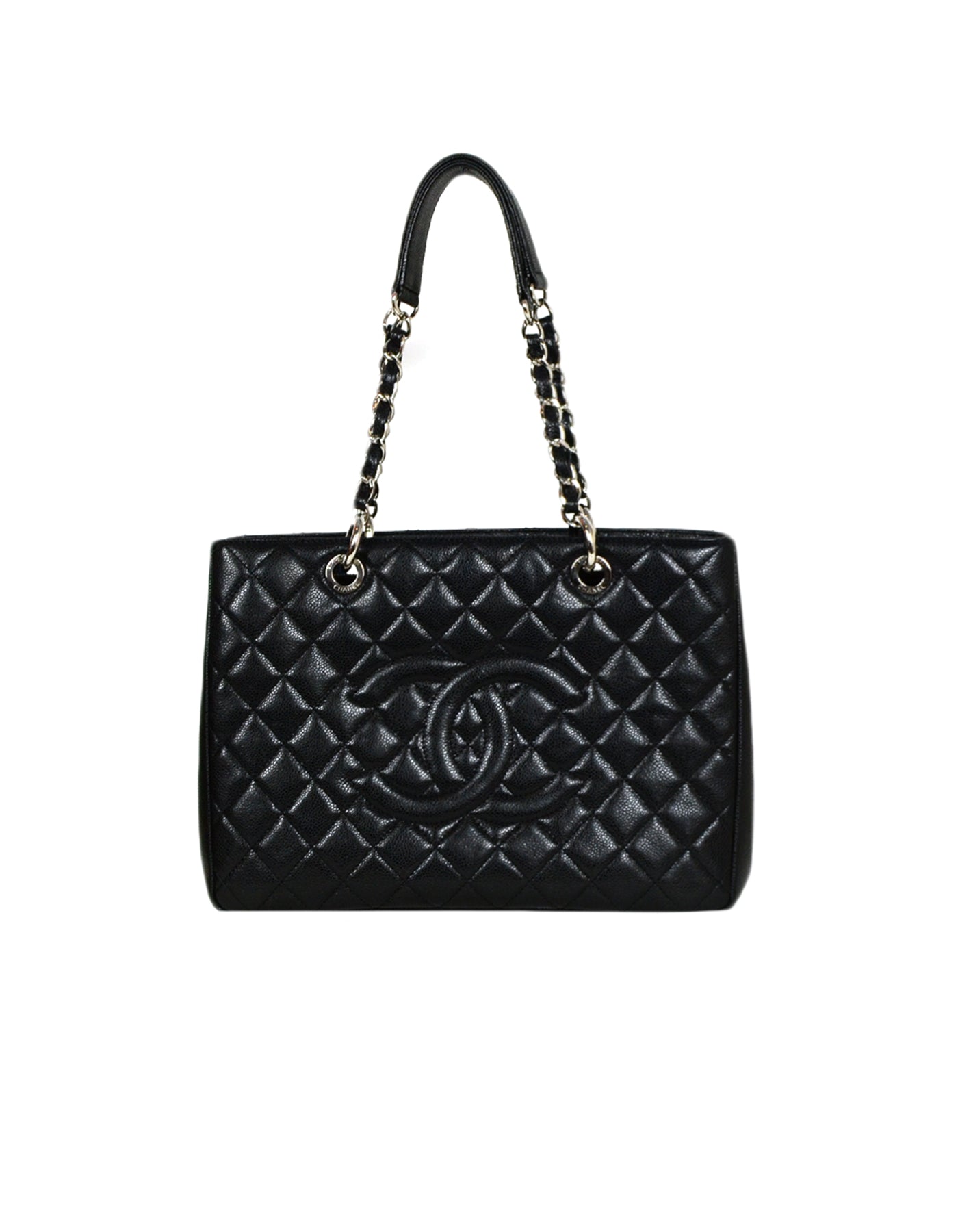 Chanel Black/Silver Caviar Leather Gst Grand Shopper Tote Bag