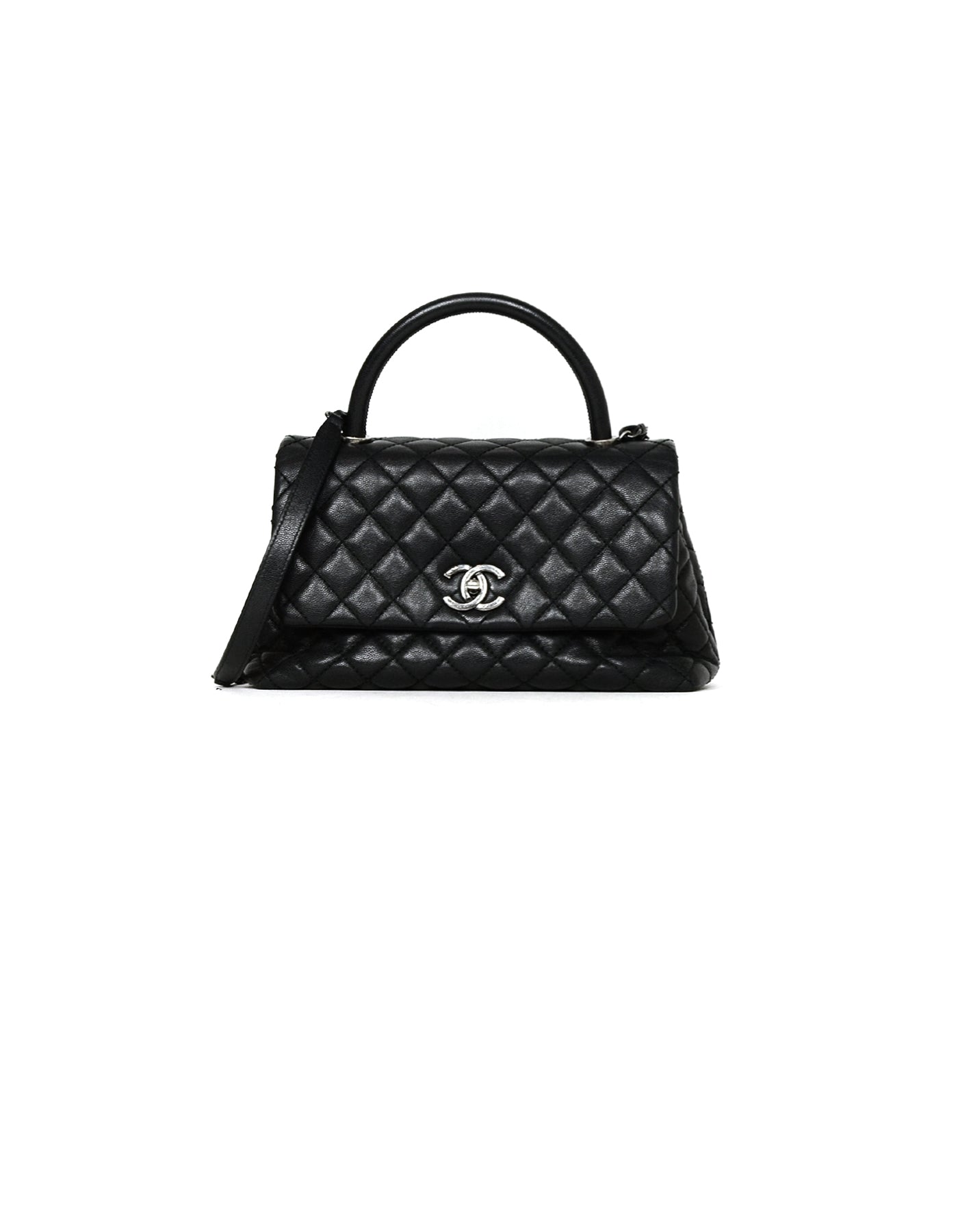 Chanel Black Caviar Quilted Small Coco Handle Flap Women Shoes