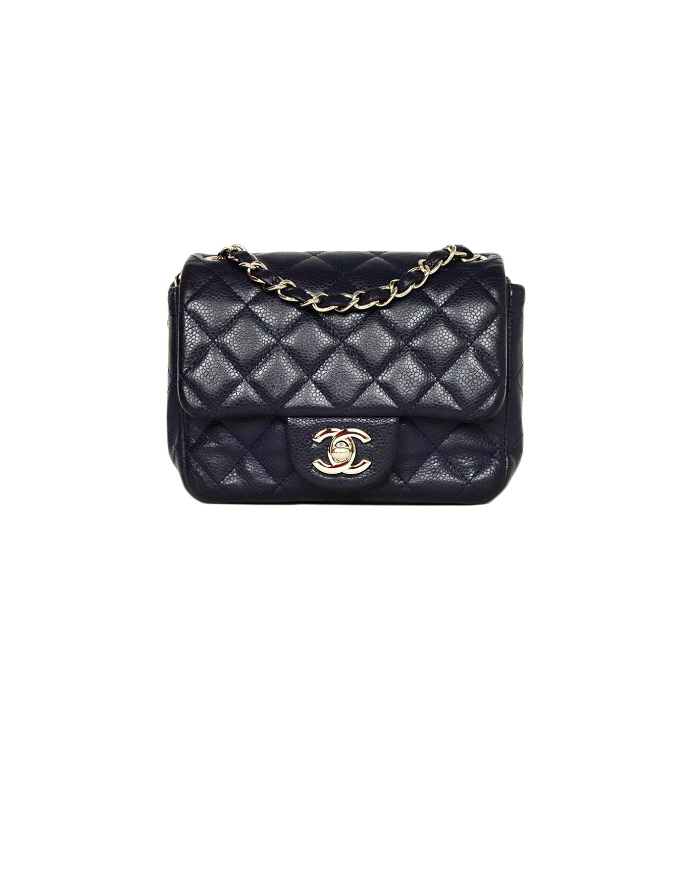 Chanel Navy Caviar Leather Mini Classic Women Shoes