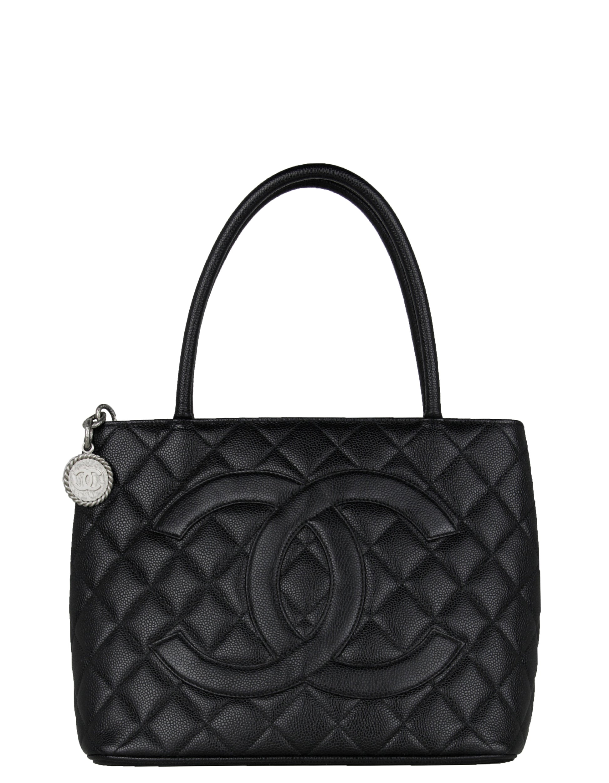 Chanel Black Caviar Leather CC Medallion Women Shoes