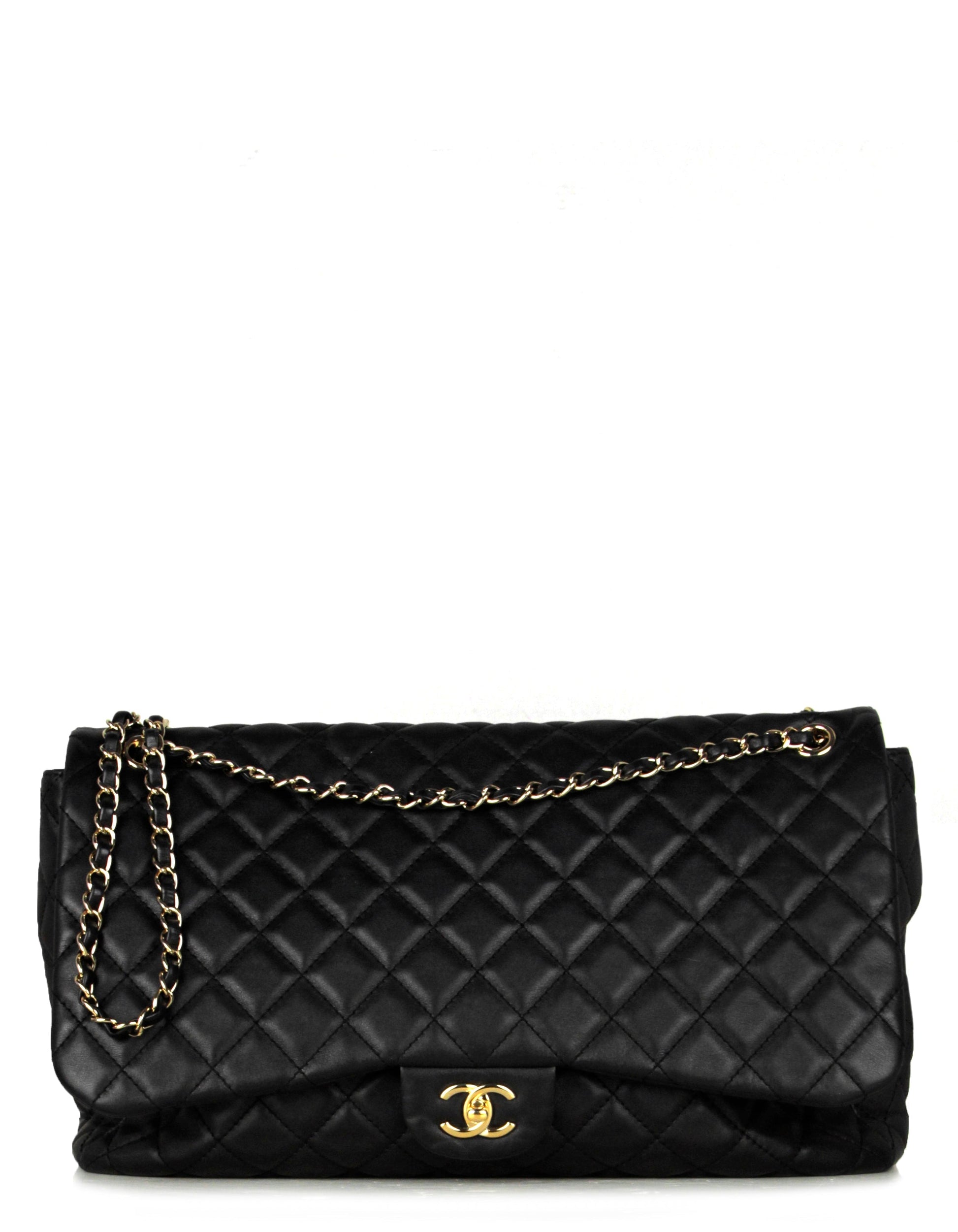 Chanel Black Leather Quilted Xxl Airlines Flap Women Shoes