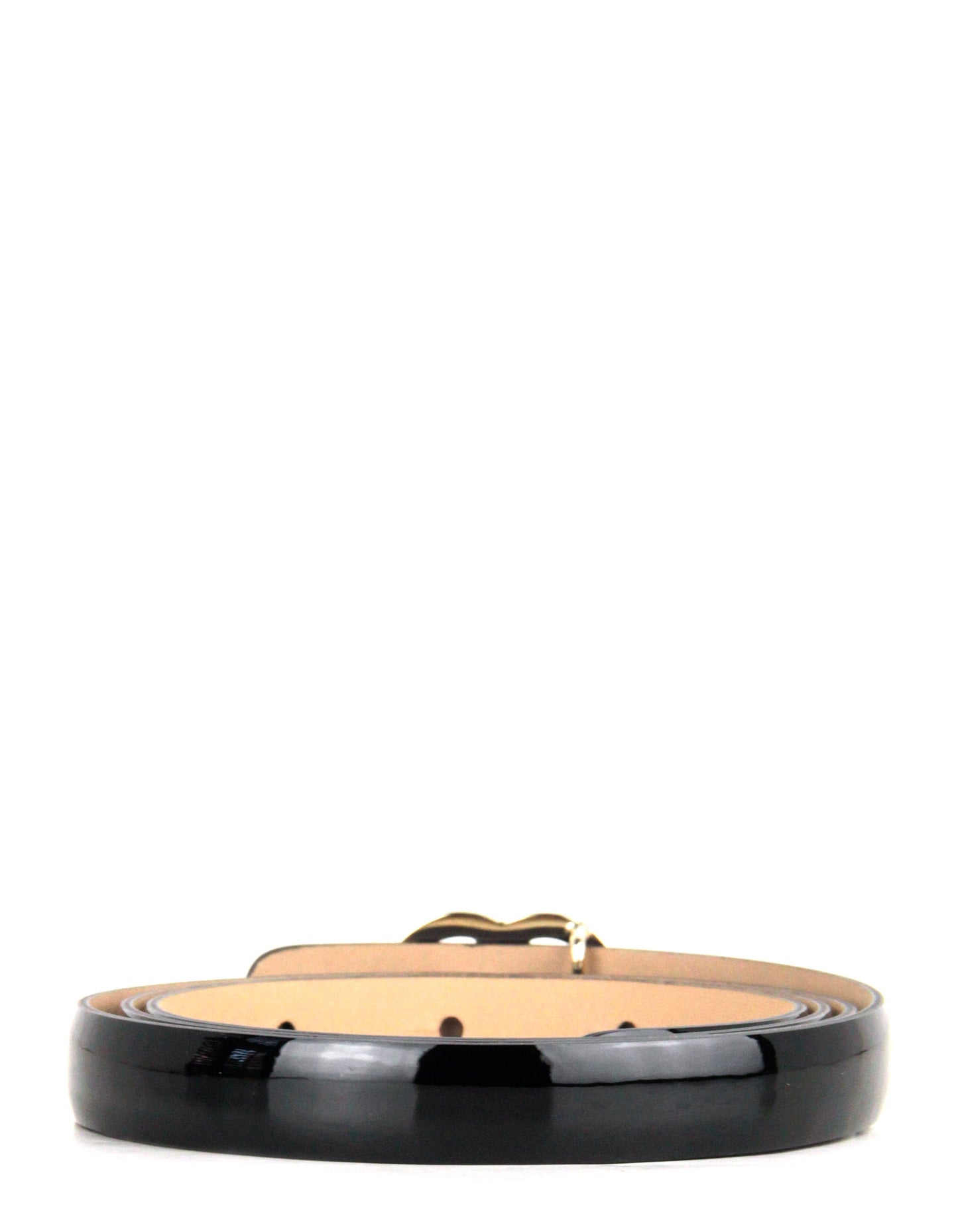 Chanel Black Patent Calfskin Leather Cc Logo Skinny Belt Sz 90 Bag