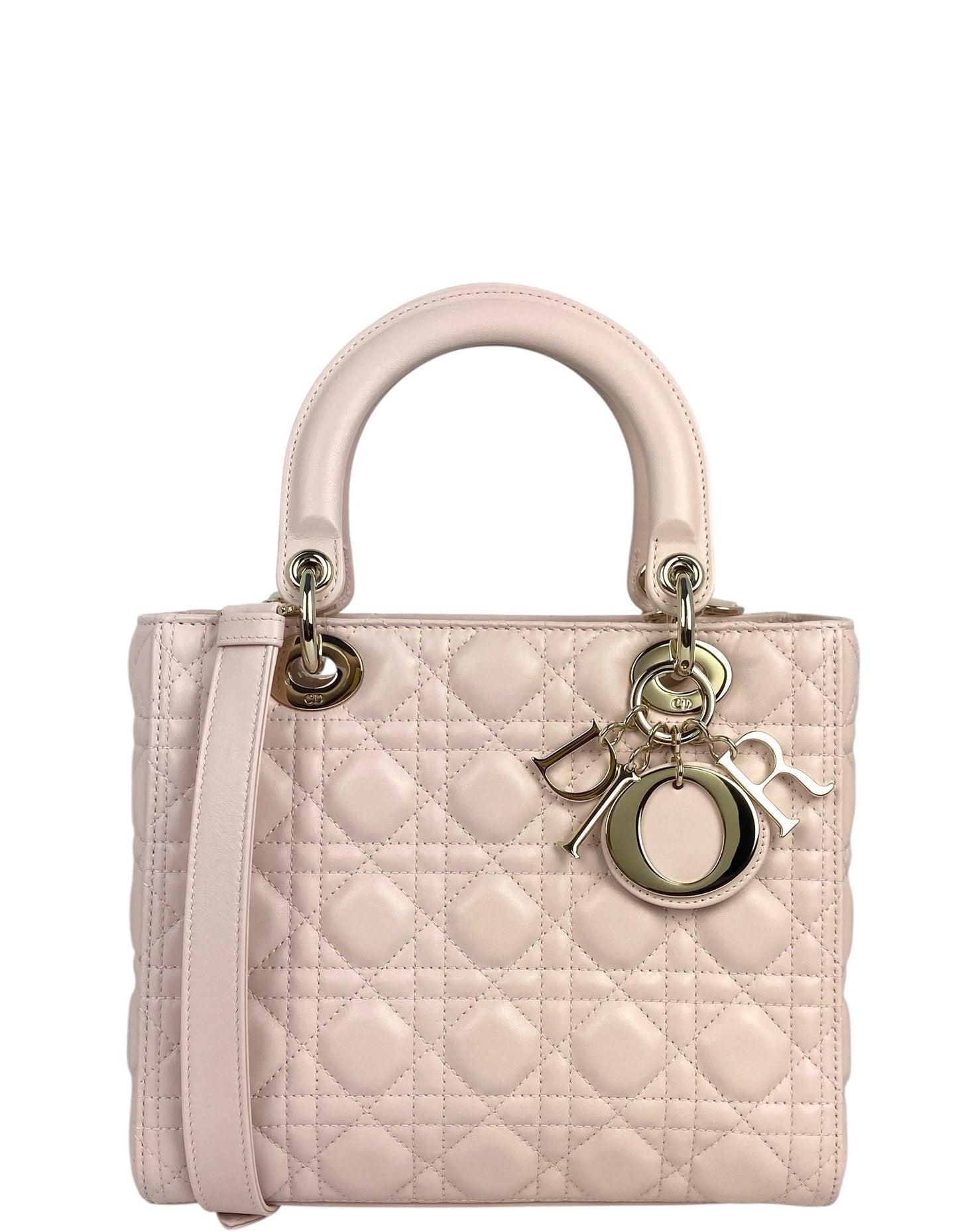Dior Handbag Cannage Lady Leather Quilted Pink Crossbody Bag