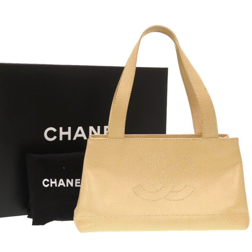 Chanel Caviar skin COCO Mark Beige Tote Bag