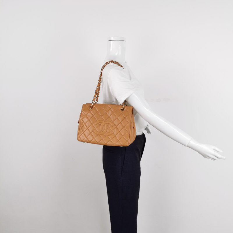 Chanel Petite Shopping PTT Caramel Caviar -Tone Gold Leather Tote Bag