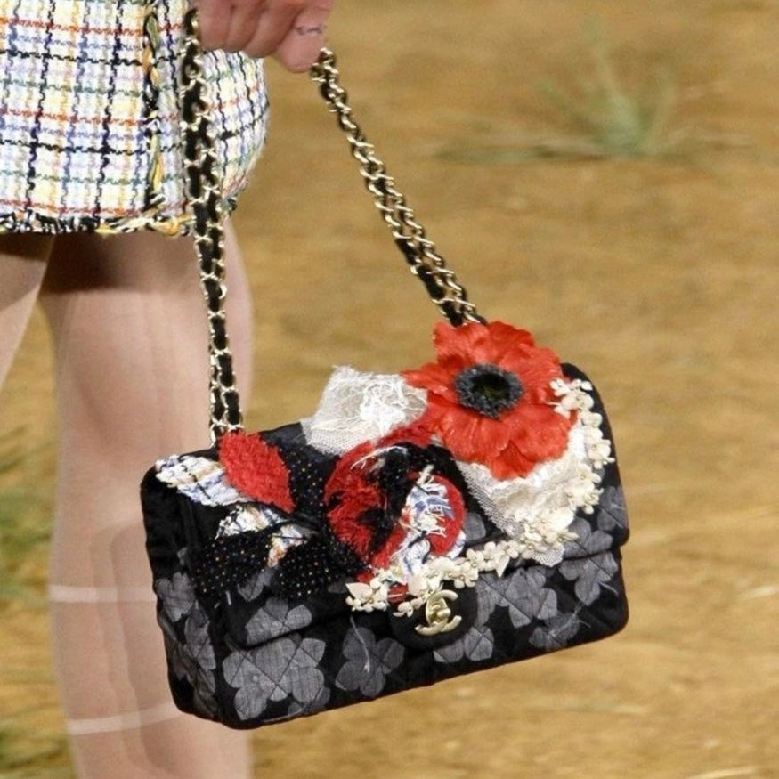 Chanel Classic Flap Runway Limited Edition Floral Grey Handbag