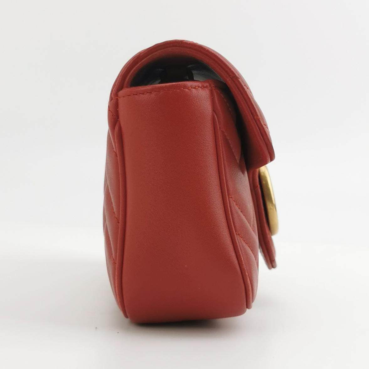 Gucci Marmont Super Leather Red Mini Flap Travel Bag Leather 1