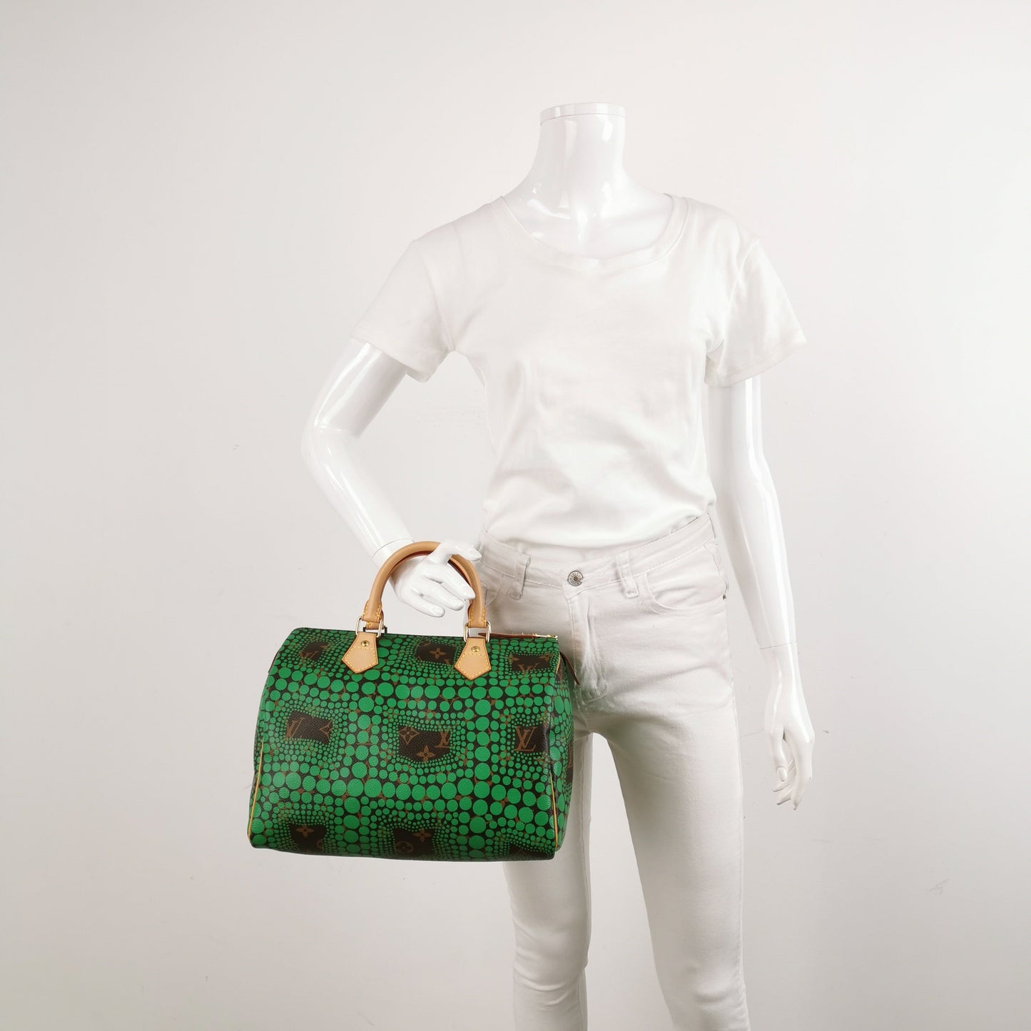 Louis Vuitton Kusama Town Speedy 30 Green Top Handle Handbag
