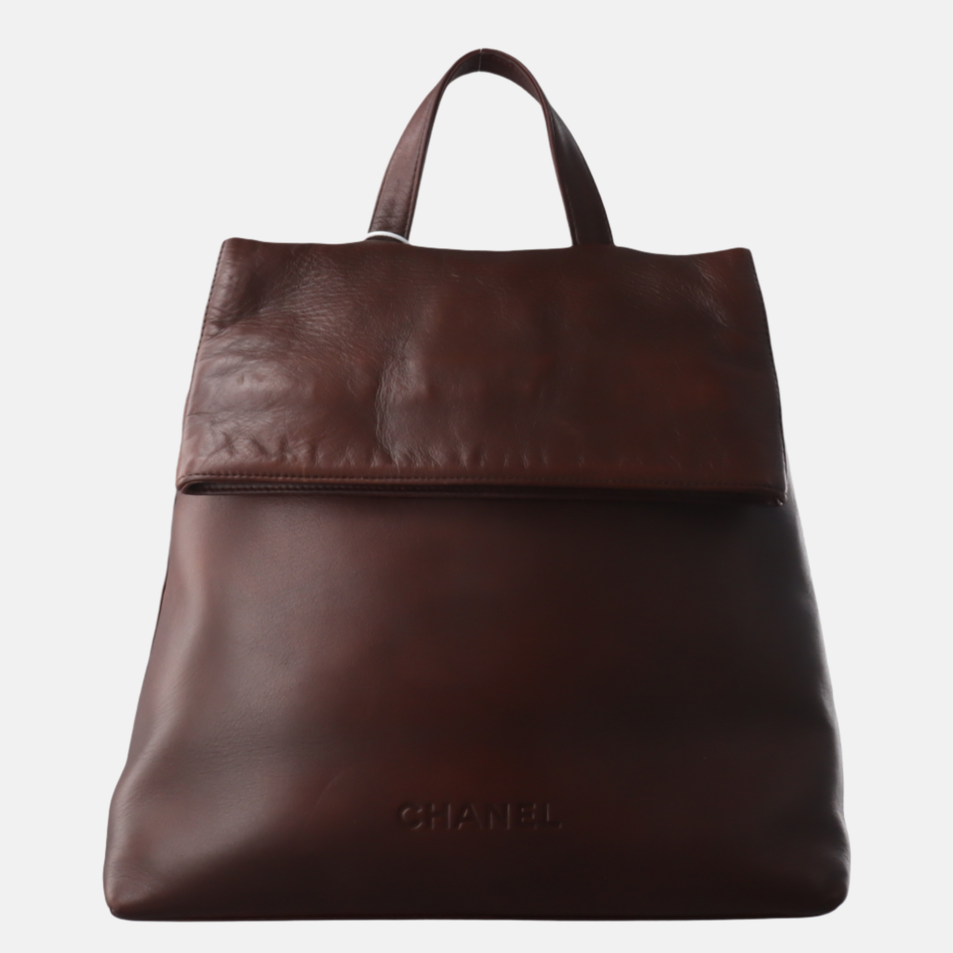 Chanel Backpack Tan Calfskin Brown Leather