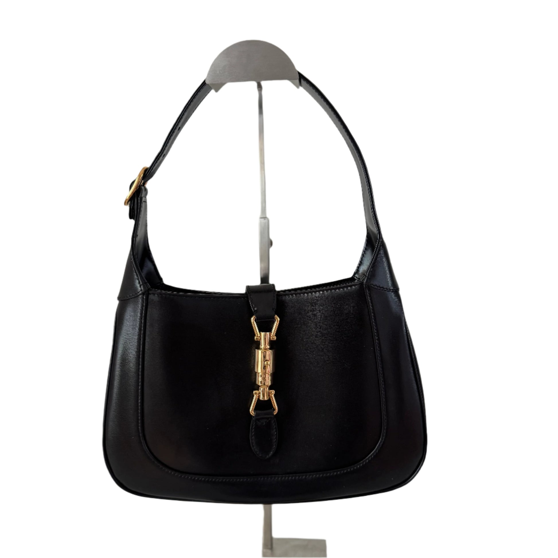 Gucci Jackie Long Strap Leather Black Small Travel Bag