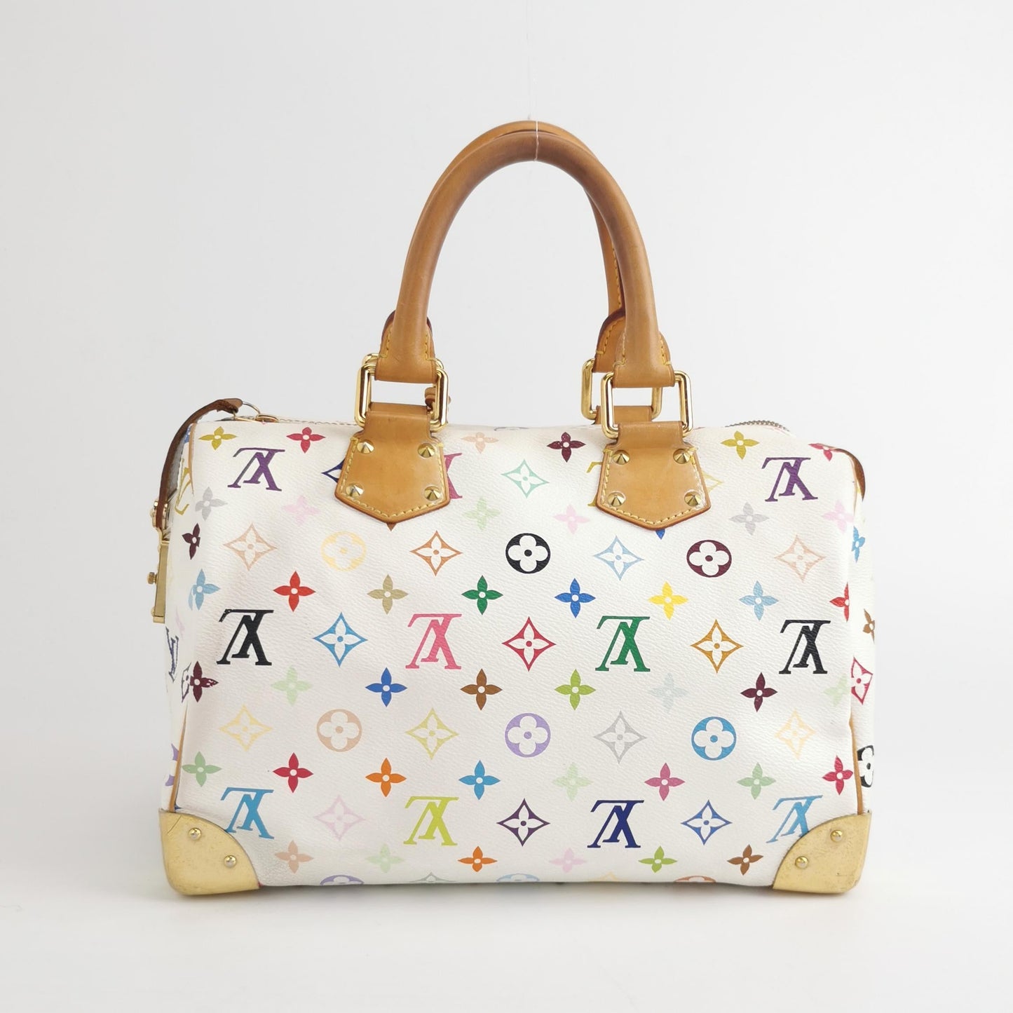 Louis Vuitton x Takashi Murakami Speedy 30 Lock Multicolor White Handbag Multicolor 9