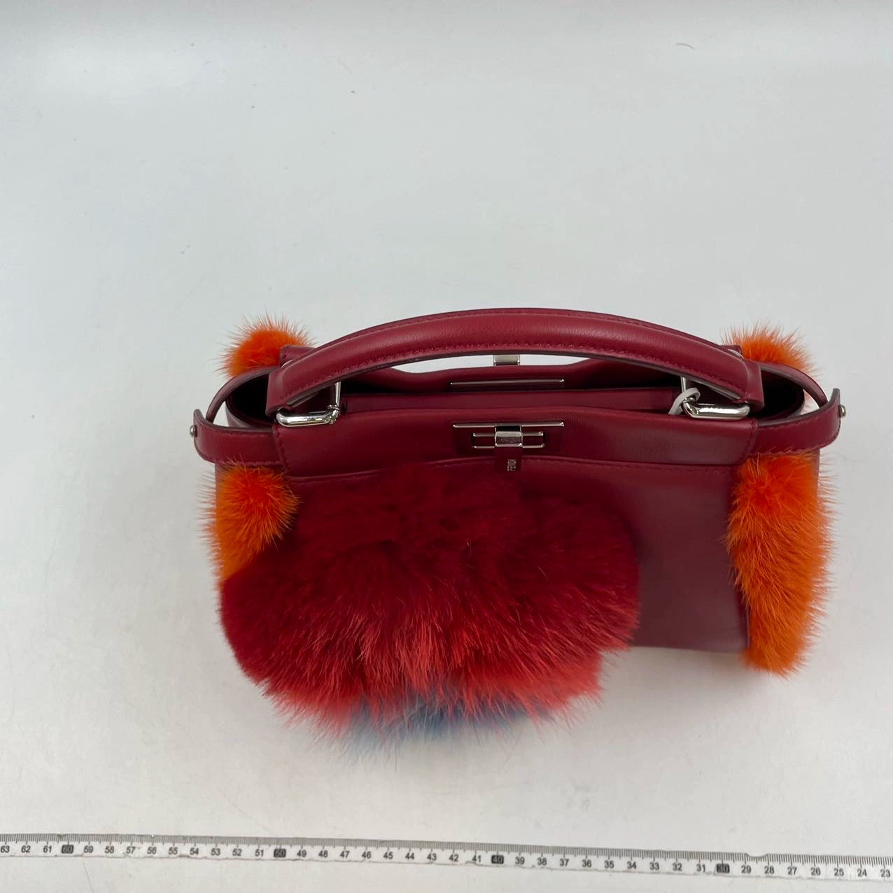 Fendi Peekaboo Handbag Leather Red Travel Bag