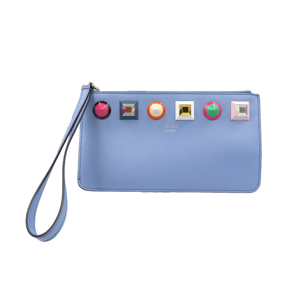 Fendi Pouch 8M0341 Multi Studs Women Handbag Leather Blue Travel Bag