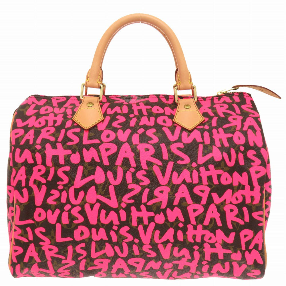 Louis Vuitton M93704 Fuchsia graffiti Speedy 30 Monogram Canvas Handbag